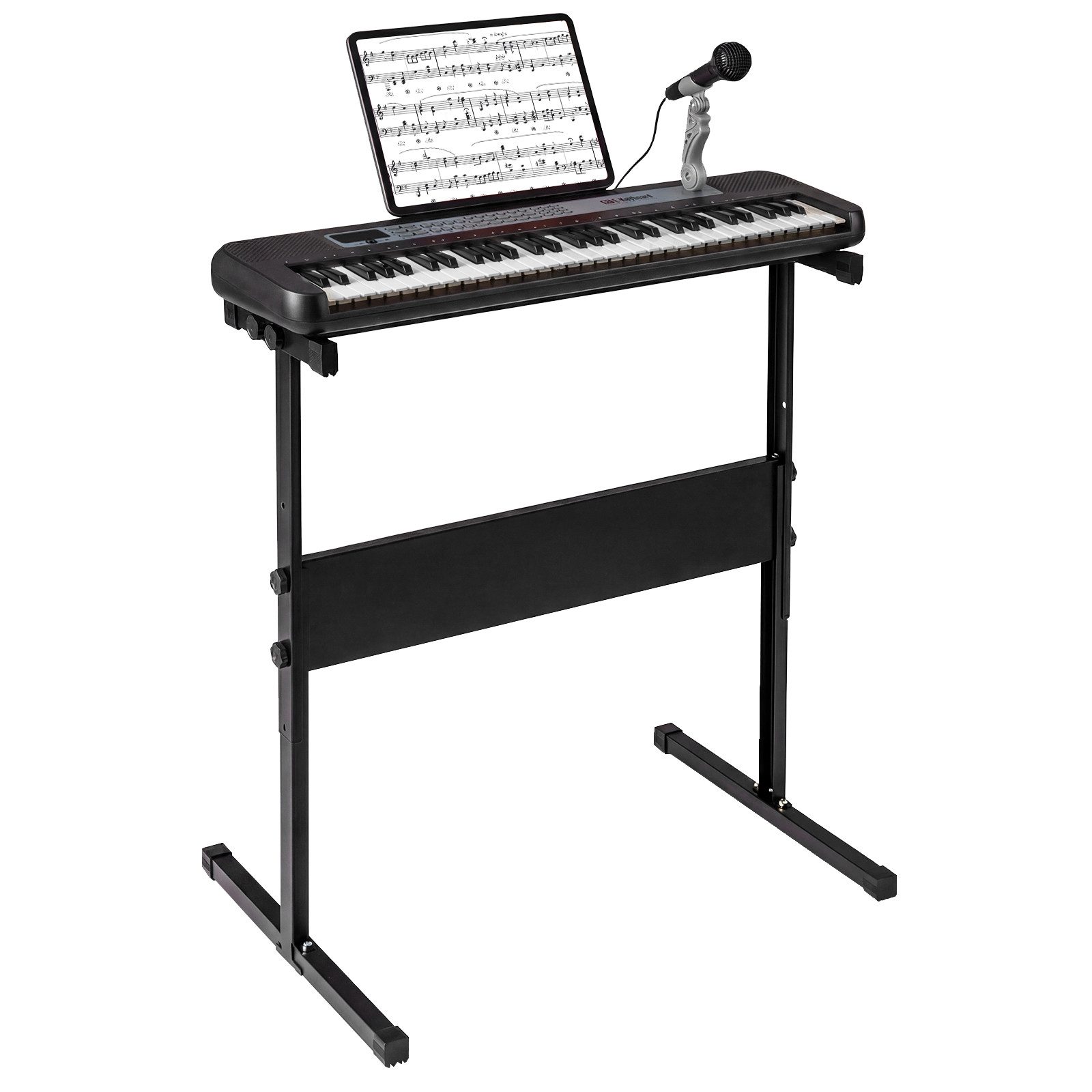COSTWAY Spielzeug-Musikinstrument, Mit verstellbarem Ständer, Mikrofon & Notenständer