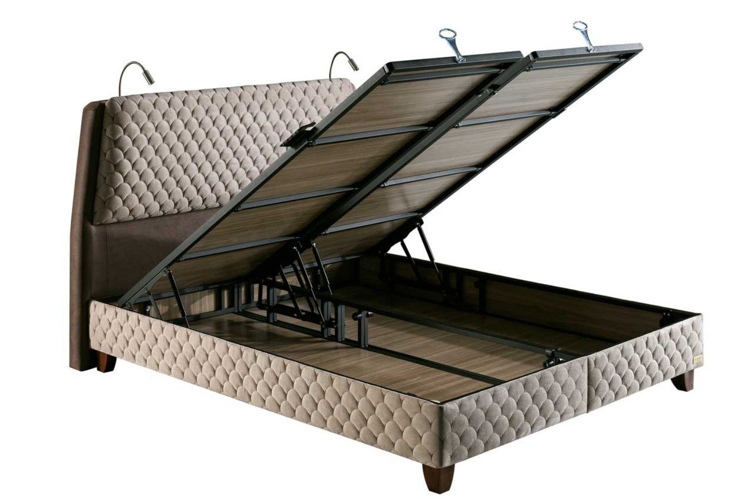 BAMBI YATAK Boxspringbett mit Matratze & Stauraum, Bambi Borjen, Komplettbett, opt. Nachtisch (90x200 Bett mit Matratze, 1 x H3 Mittelfest Matratze, 2 x Bettkas – Bild 3 von 5