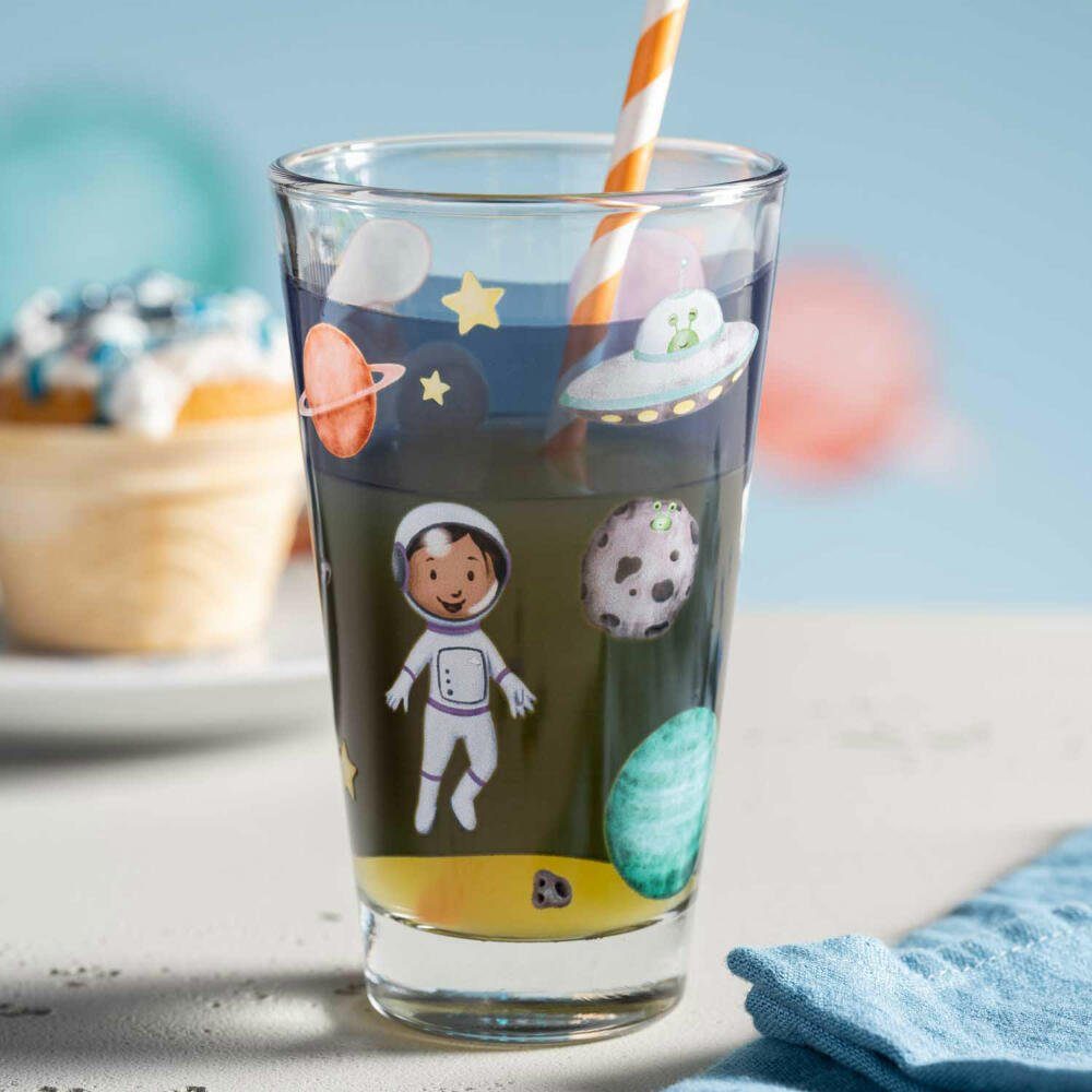 LEONARDO Becher Bambini Avventura Weltall, 300 ml, Kalk-Natron-Glas