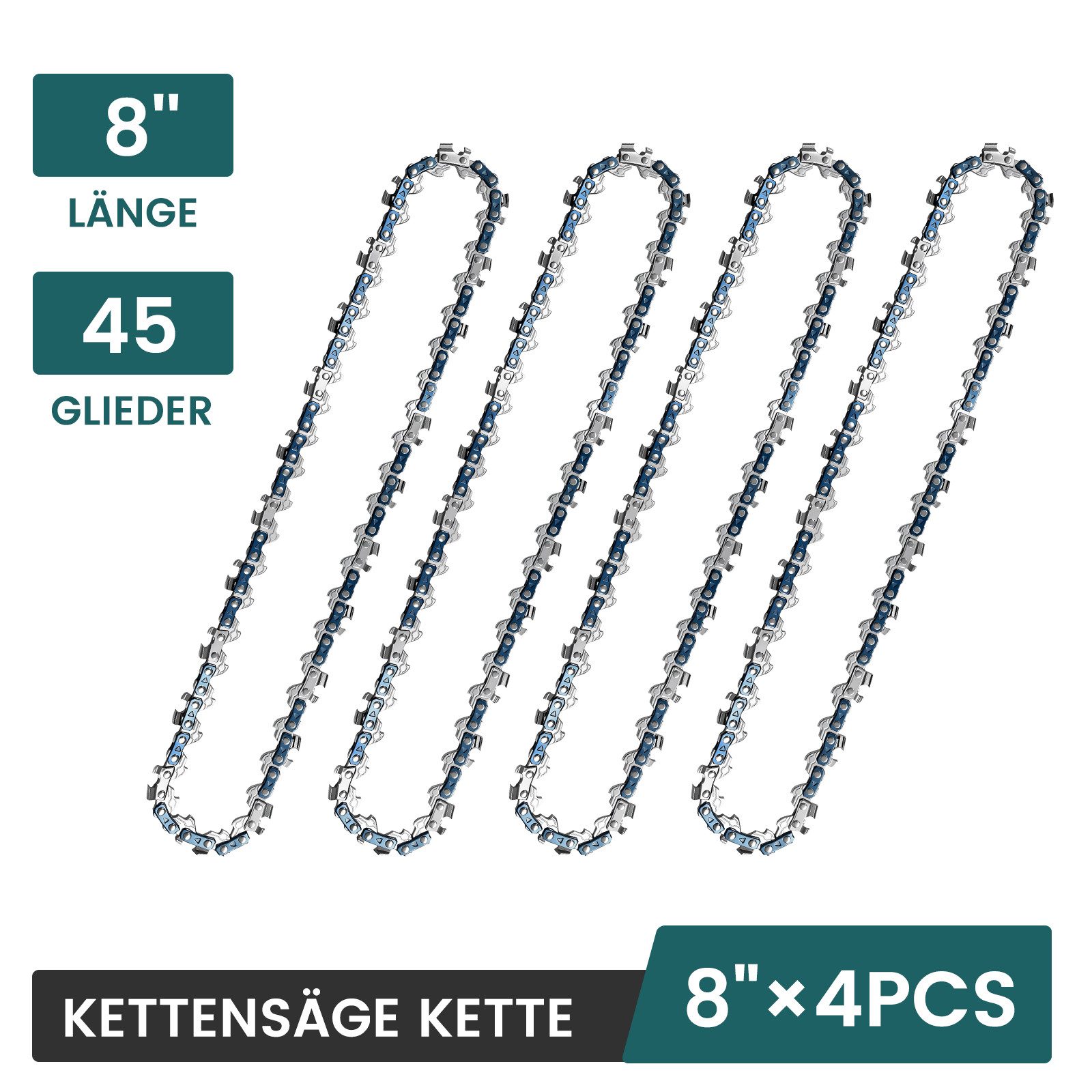 Bundviel Ersatzkette 1/4" 1,1mm 4 kettensägenketten kompatibel mit 6/8" Kettensägen