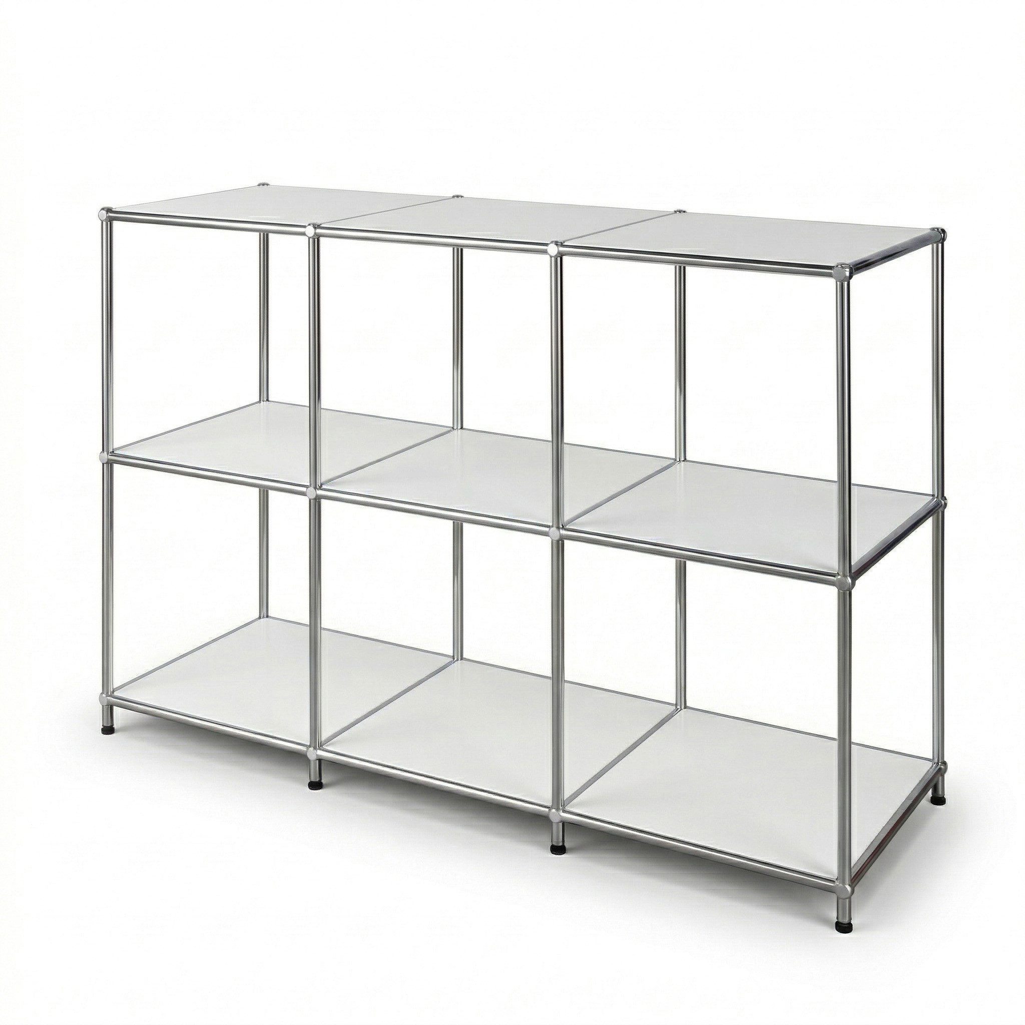 Floordirekt Sideboard Metall Concept Epure MK-018, Standregal Lowboard (Standregal Lowboard), verchromtes Metallgestell, 3 Ablagen, B116×T40×H82 cm