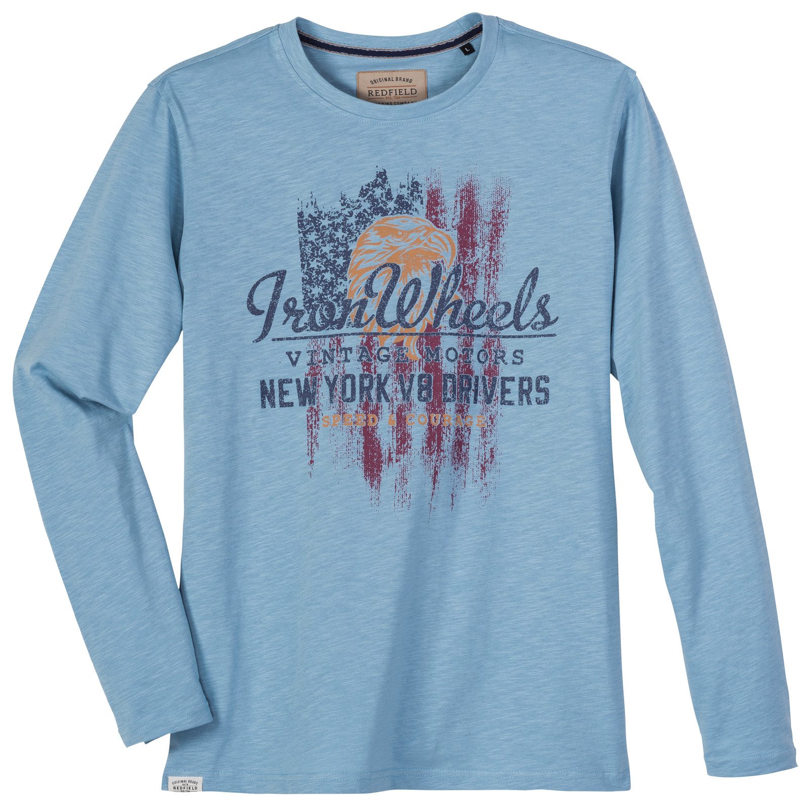 redfield Print-Shirt Adler Druck Langarm-Shirt von Redfield in großen Größen, Hell blau