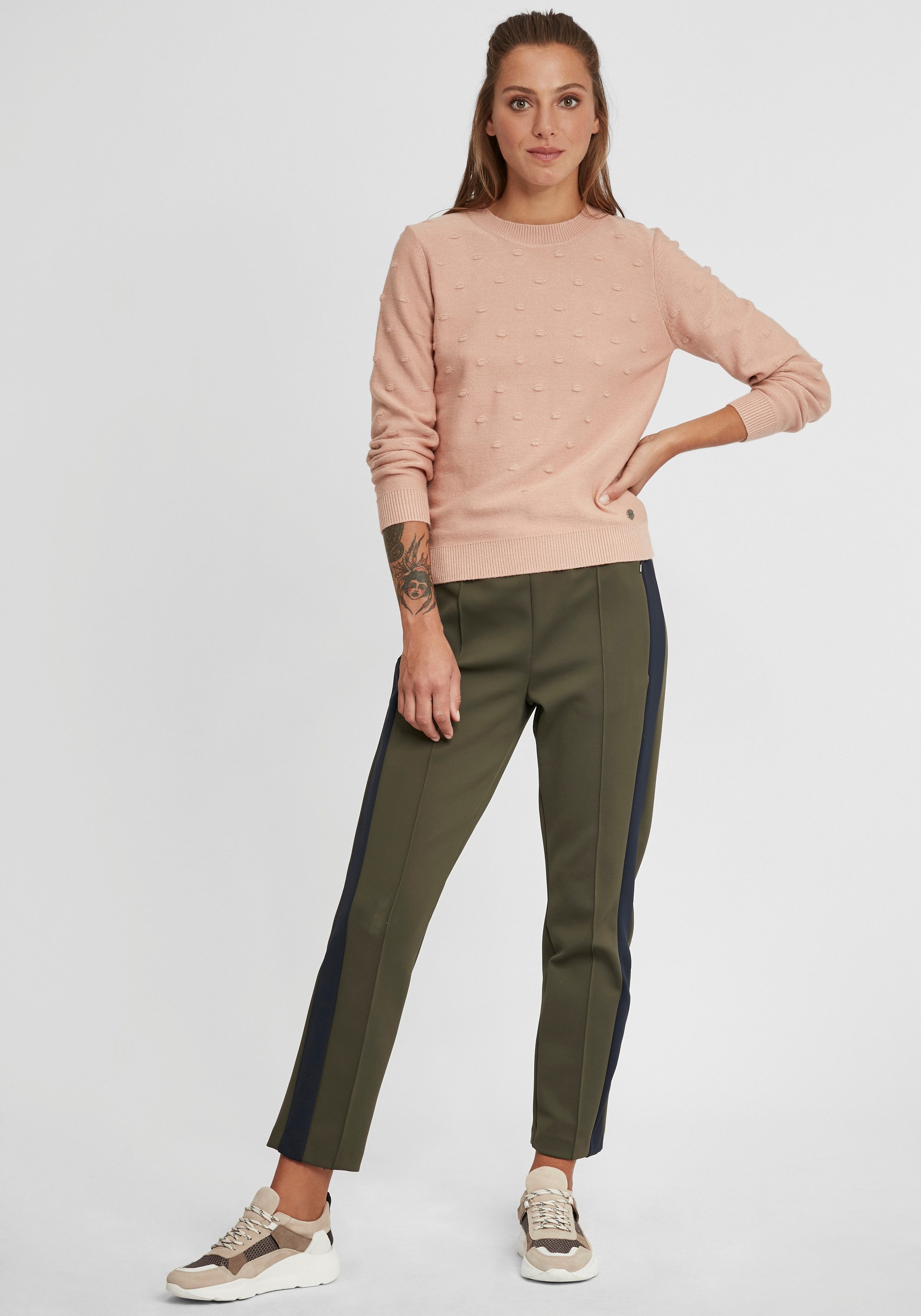 OXMO Strickpullover OXDotta Strickpullover in Feinstrick mit Punktmuster günstig online kaufen