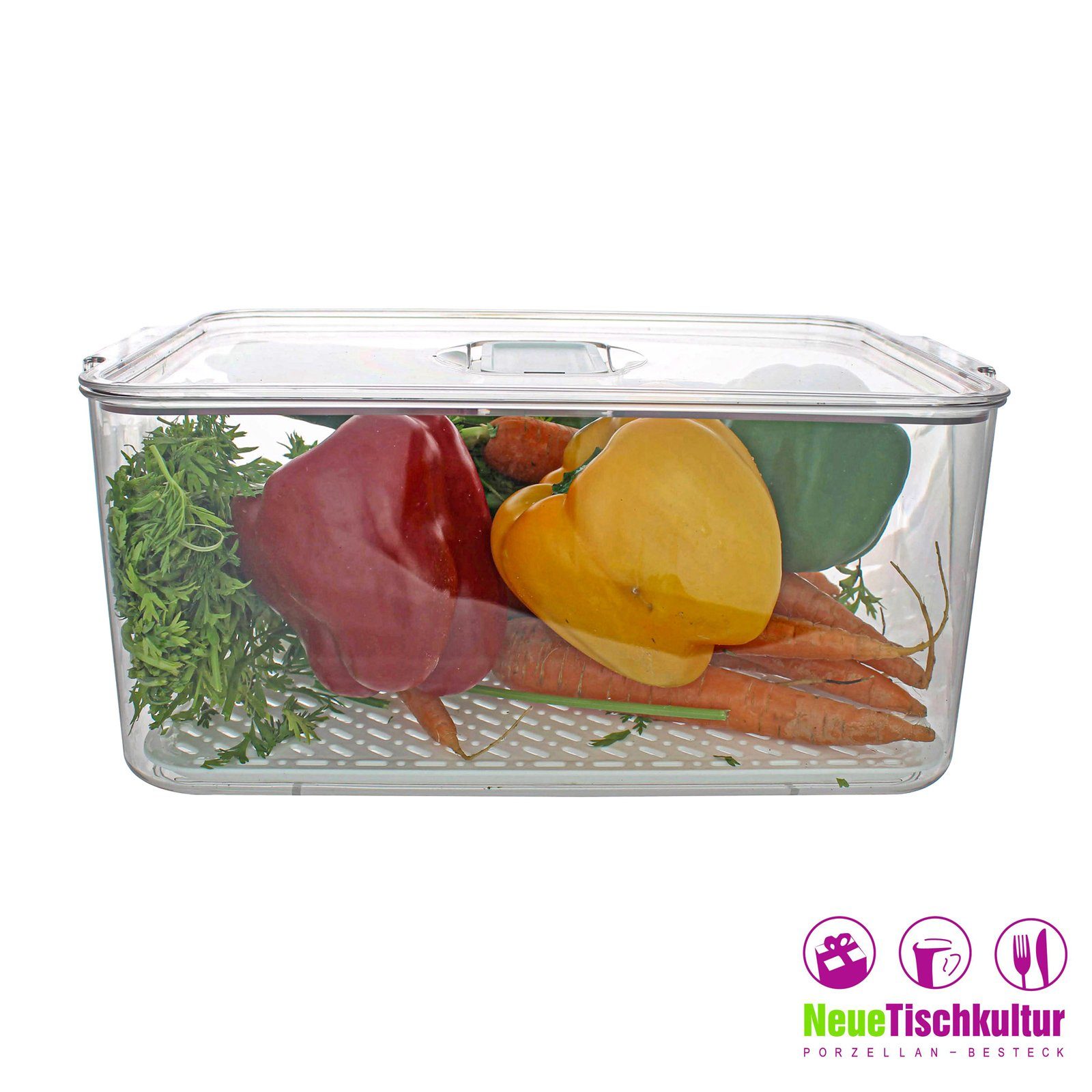 Neuetischkultur Frischhaltedose 1-tlg), breit Kühlschrankbox (Stück, Frischhaltedose Kunststoff, L, mit Deckel