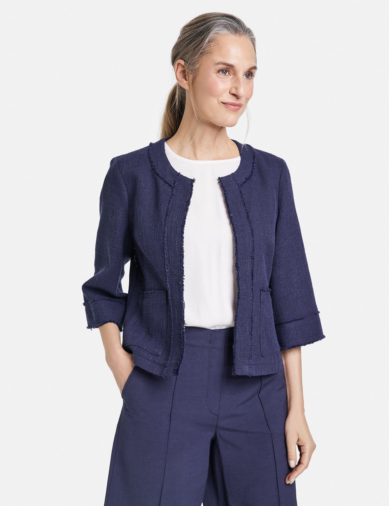 GERRY WEBER Jackenblazer Blazerjacke mit Fransenkanten