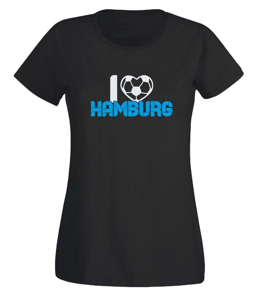 G-graphics T-Shirt I love Hamburg Slim-fit Damen T-Shirt mit einem Motiv für den echten Fan