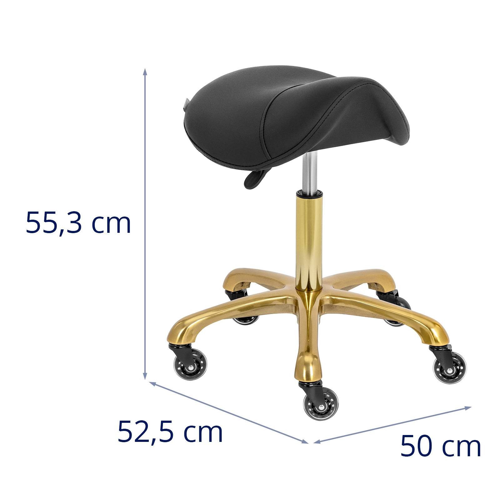 Physa Drehstuhl Sattelhocker schwarz/ golden ergonomischer Rollhocker höhenverstellbar, Schwarz, Golden – Bild 5 von 5