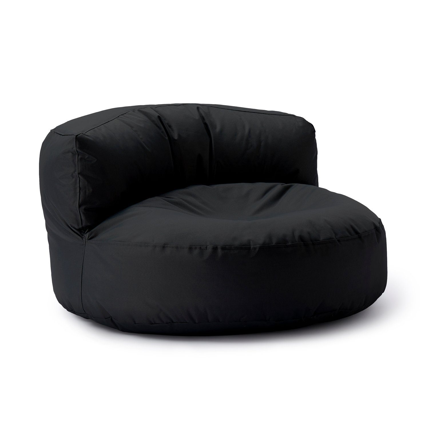 Lumaland Sitzsack Round Sofa Sitzkissen Bean Bag Couch Lounge, inkl. Rückenlehne In-& Outdoor 90x90x50cm schwarz