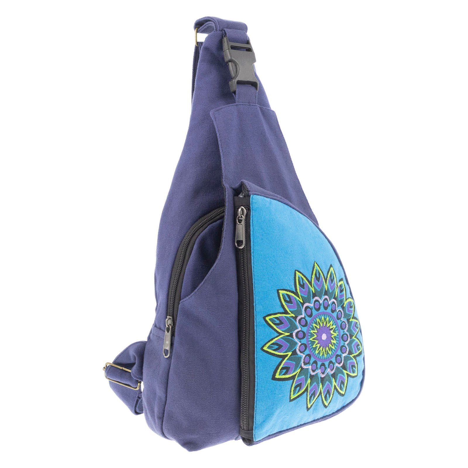 KUNST UND MAGIE Schultertasche Kunst&Magie Slingbag Hippie Bodybag Schultertasche Mandala Rucksack M Blau