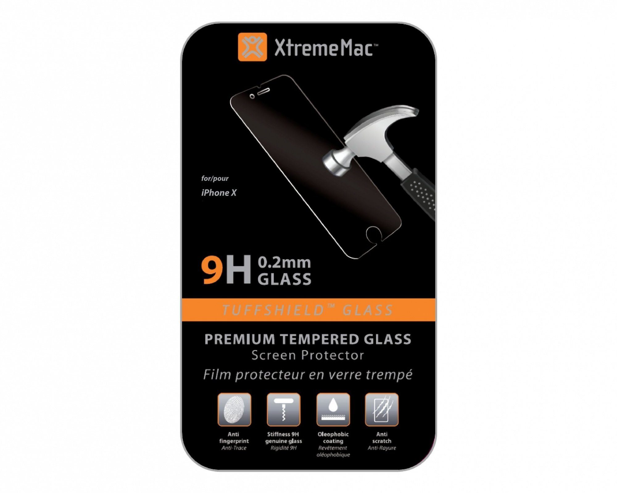 XtremeMac Schutzfolie XtremeMac TUFFSHIELD Tempered Glass 0,2mm für iPhone X
