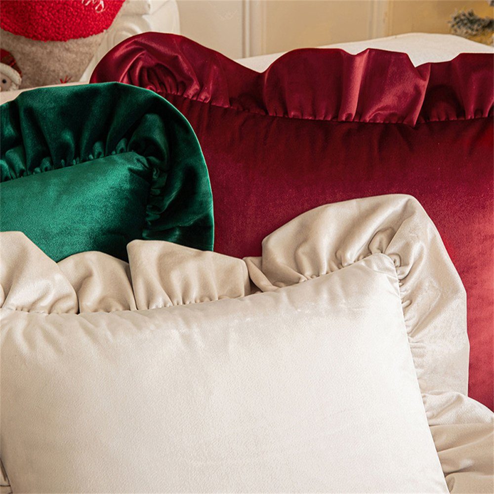 Plüsch (2 45×45cm Grün Stück) Kissenbezug, geraffter Kissenbezug (2 Weihnachten Stück), Kissenbezug, Komfortabler Hochwertiger Dekorative Kissenbezüge luxuriöser