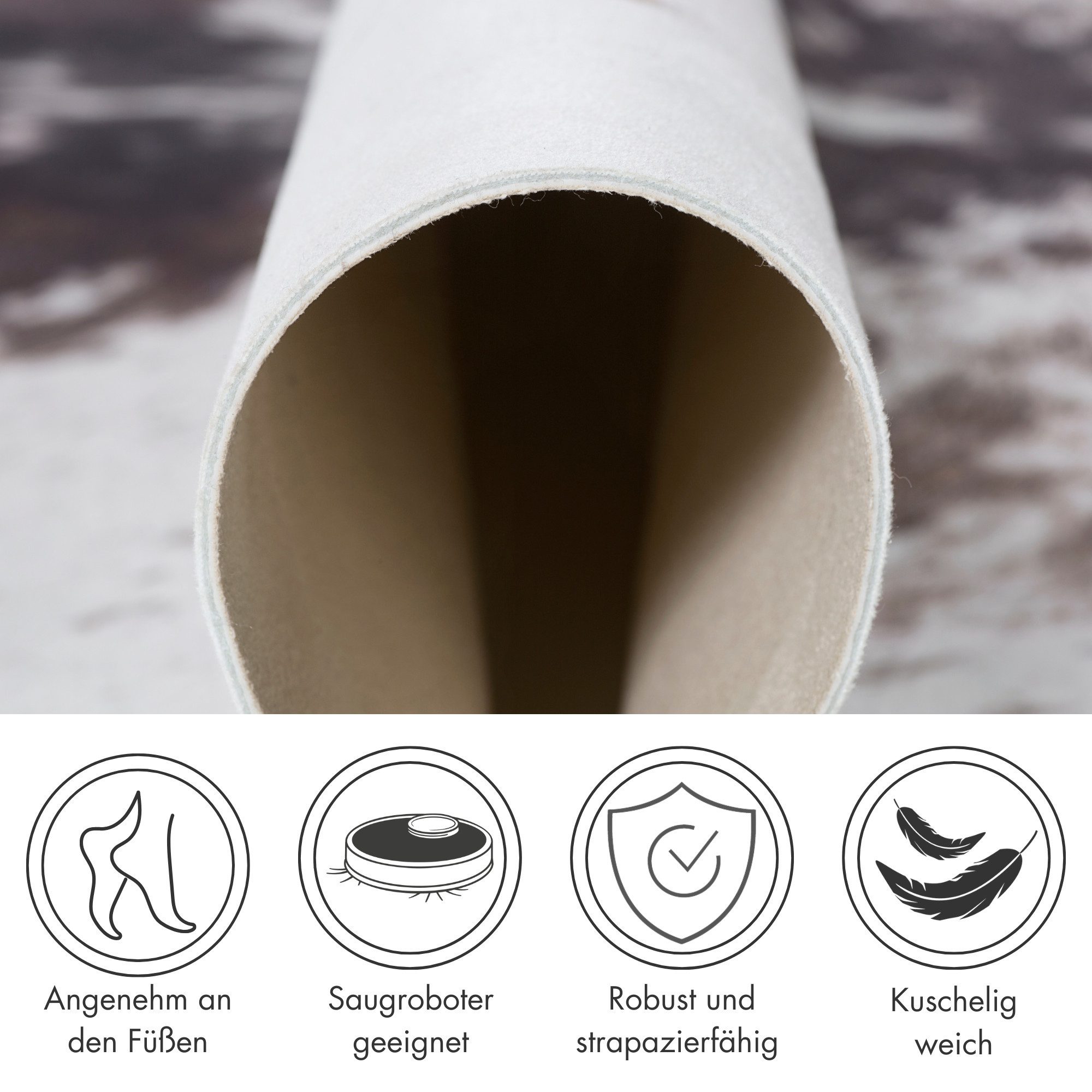 Andiamo Fellteppich Amarillo, fellförmig, Höhe: 4 mm, Kunstfell, gedruckte Kuhfell-Optik, Wohnzimmer, Kundenliebling