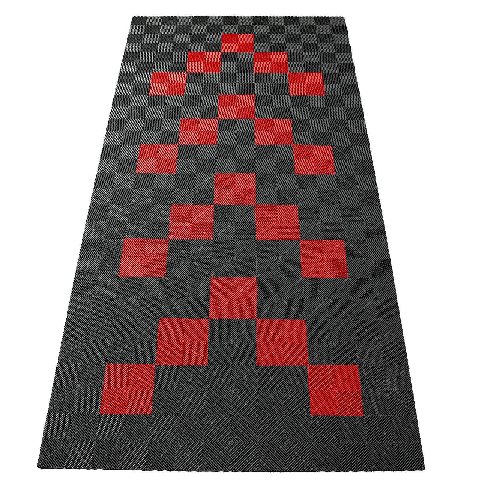 Tenzo-R Bodenfliese Performance Garagenboden Floor 2,8mx5,6m Grau Rot Set1, grau/rot