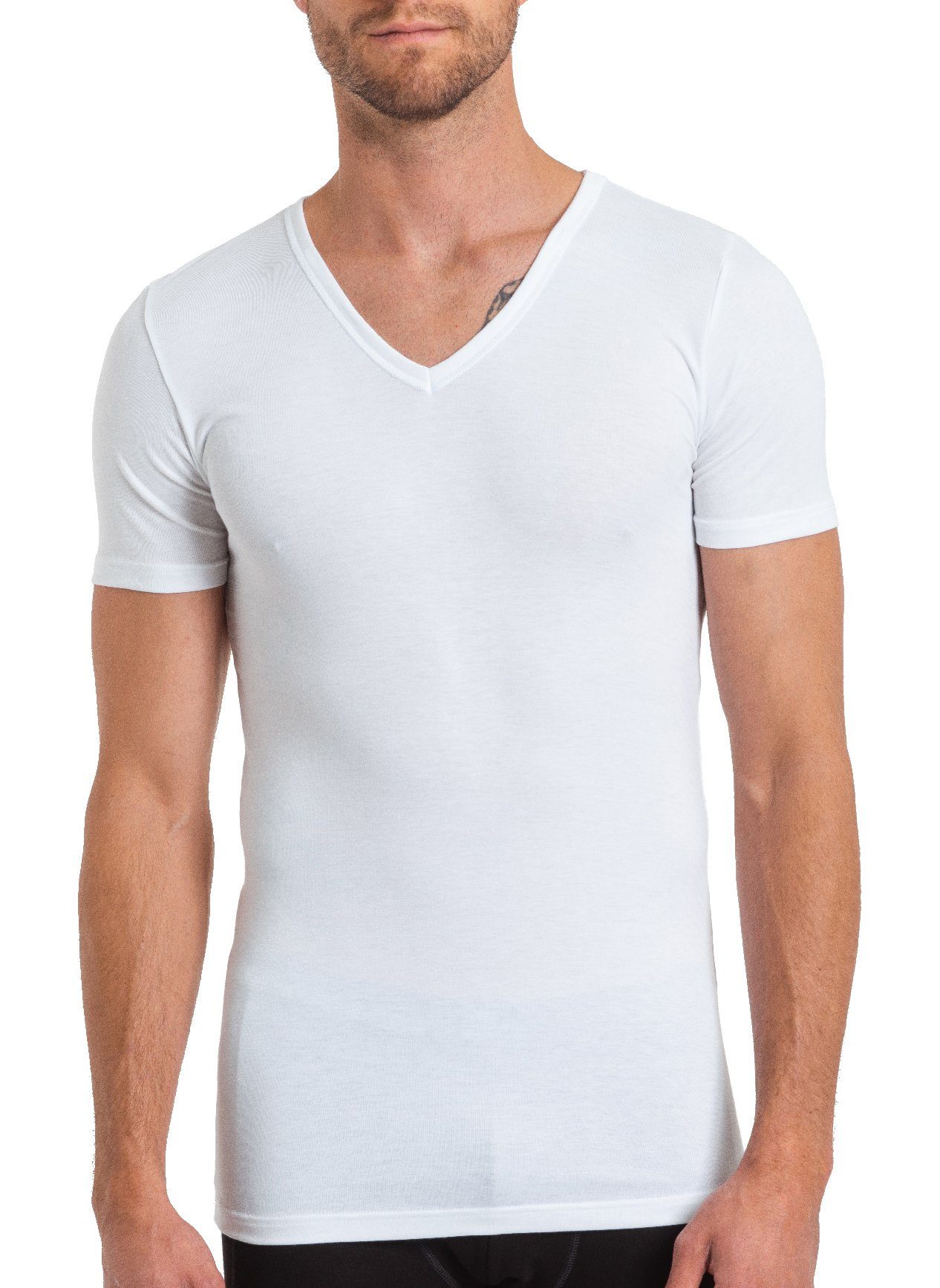 HAASIS Bodywear 1919 Unterziehshirt »Herren Shirt 77130051-weiss« (1  Stück), hochwertiges weißes V-Shirt in optimaler Paßform, pflegeleicht,  formbeständig, strapazierfähig aus 95% hautsympathischer Viskose/Bambus; 5%  Elasthan online kaufen | OTTO