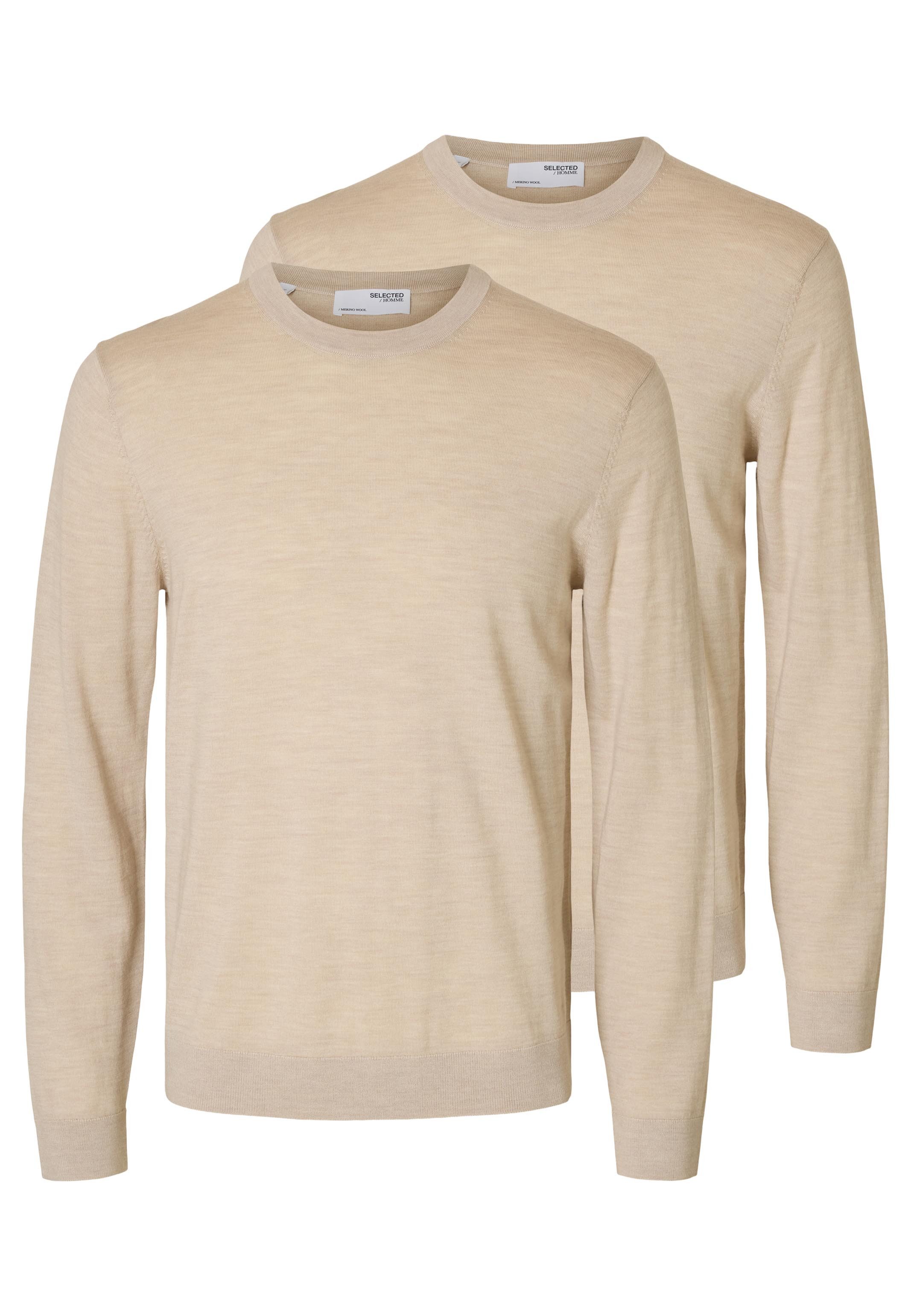 Selected Rundhalspullover 2er Pack Tray Pullover - Atmungsaktiv - Vielseitiges Basic für den Alltag