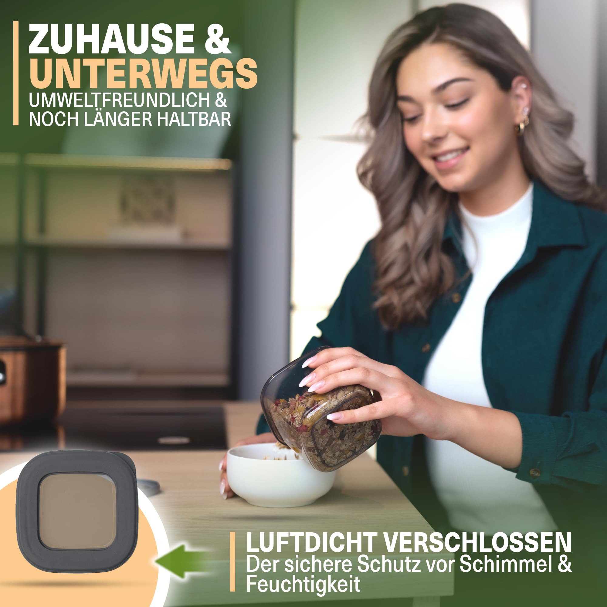 Viwares Vorratsdose Set Mix Anthrazit SERIE FOLY 12er, Polypropylen, (Set, 12-tlg., 12er), BPA Frei,Stapelbar