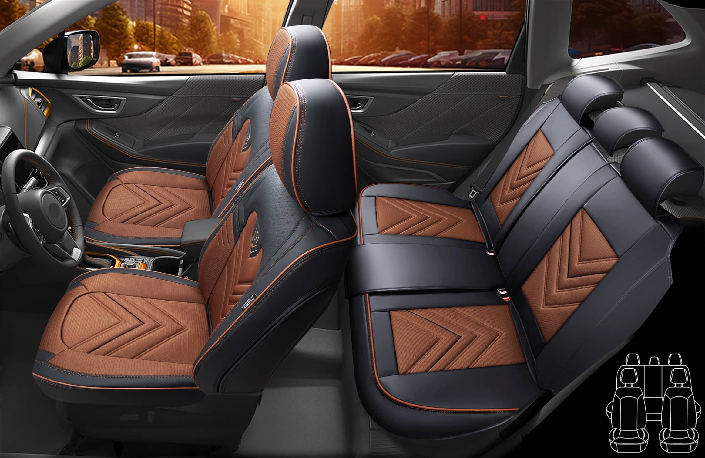 BREMER SITZBEZÜGE Autositzbezug für Kia e-Soul Soul III Bj ab 2019 (FSL2), Set, Komplettset Vorne und Hinten, in Schwarz/Braun