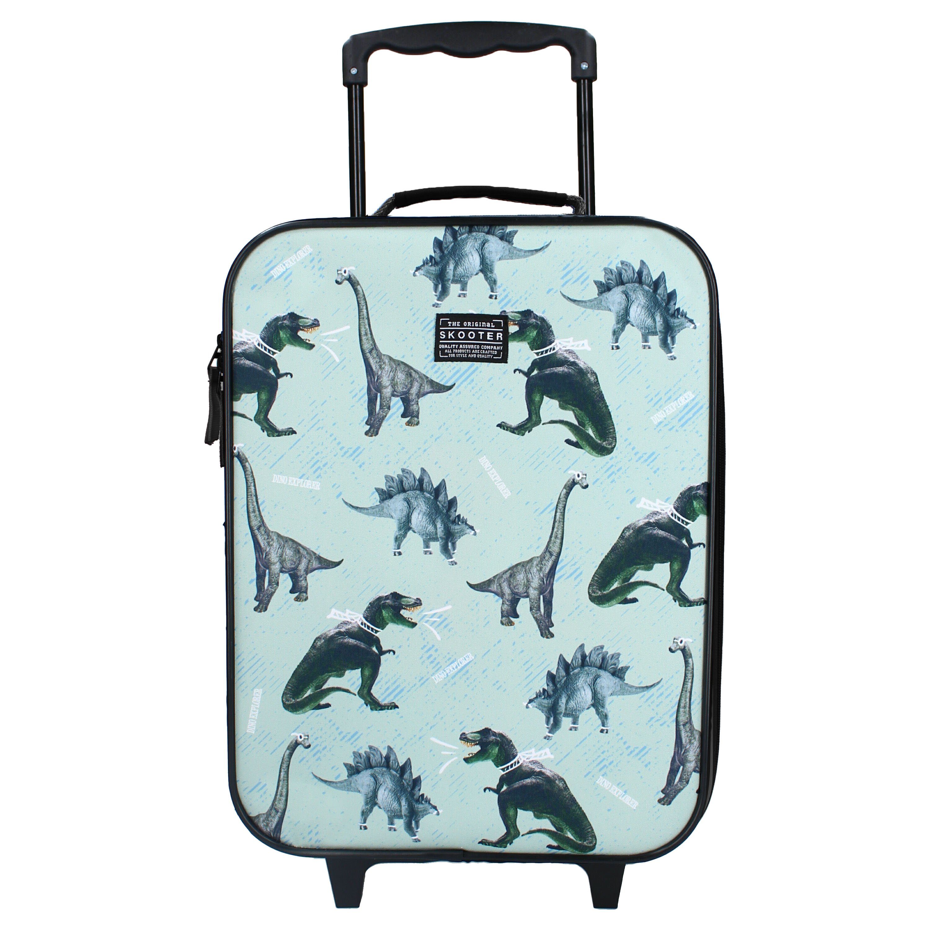 Vadobag Kinderkoffer Dino Dinosaurier Trolley Kindertrolley, 2 Rollen, Rundumöffnung, Spanngurt