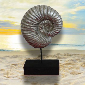 440s Dekoobjekt 440s Tabletop Ammonit Hilda Polyresin, silberfarben, H ca.28.5cm