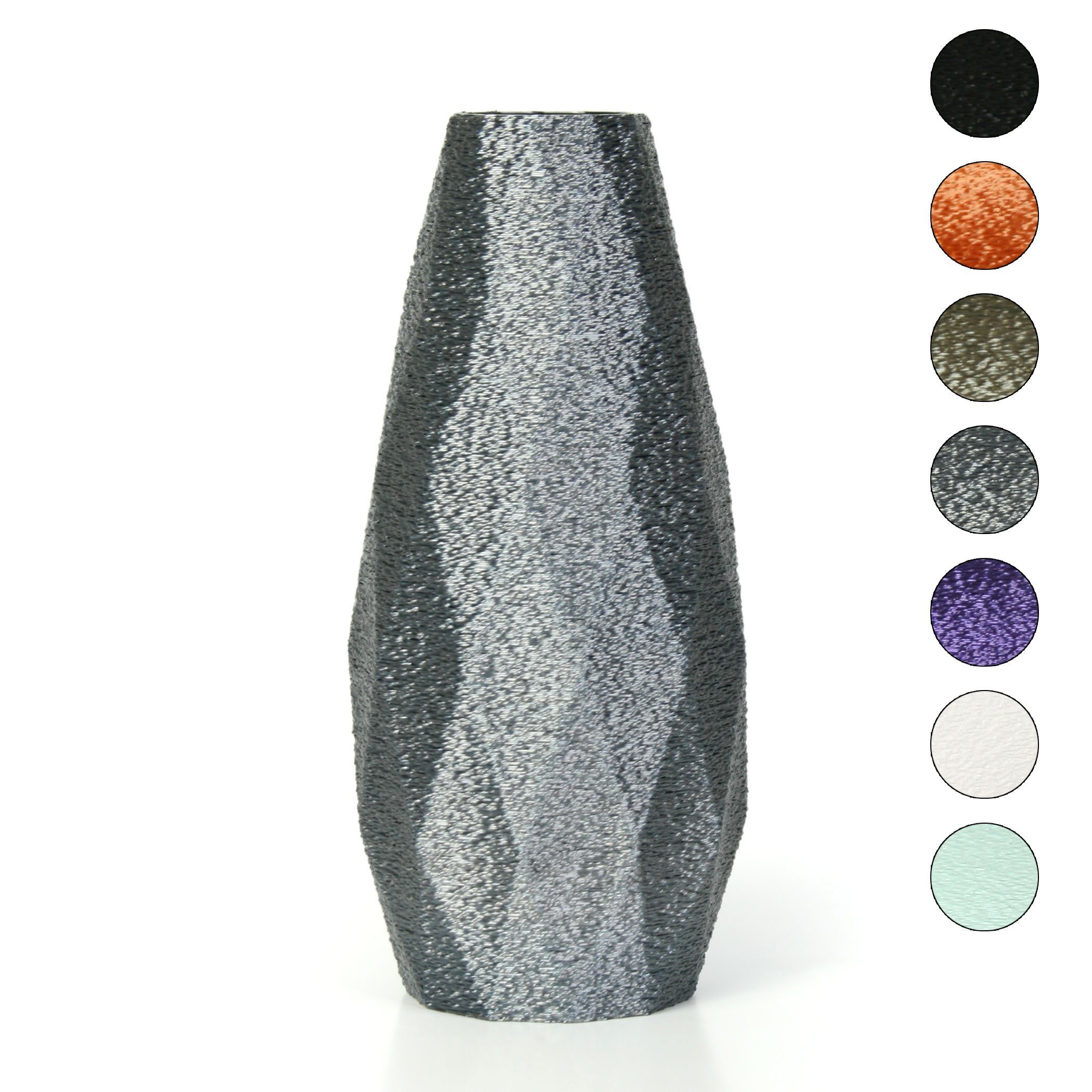 Kreative Feder Dekovase Designer Vase – Dekorative Blumenvase aus Bio-Kunststoff, aus nachwachsenden Rohstoffen; wasserdicht & bruchsicher Old Silver