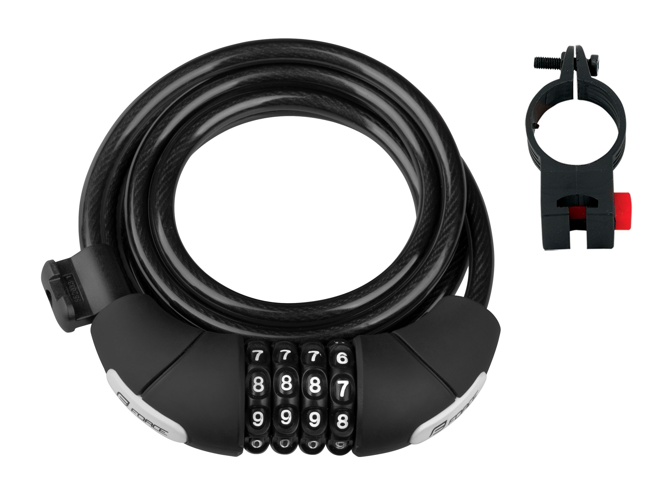 FORCE Seilschloss Zahlcode-Schloss 180cm/8mm mit Halter