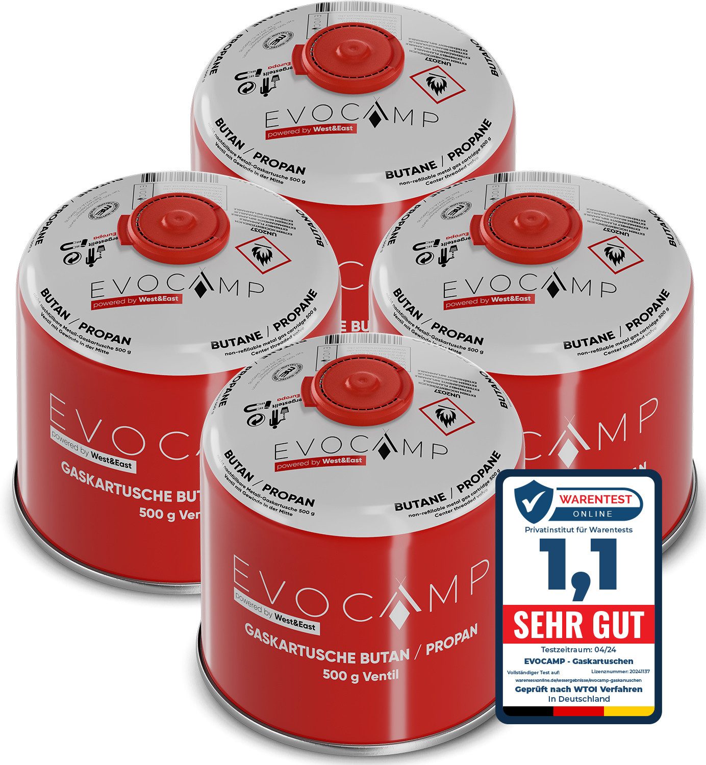 EVOCAMP Gaskartusche Ventilkartusche mit Butan/Propan Gas günstig online kaufen