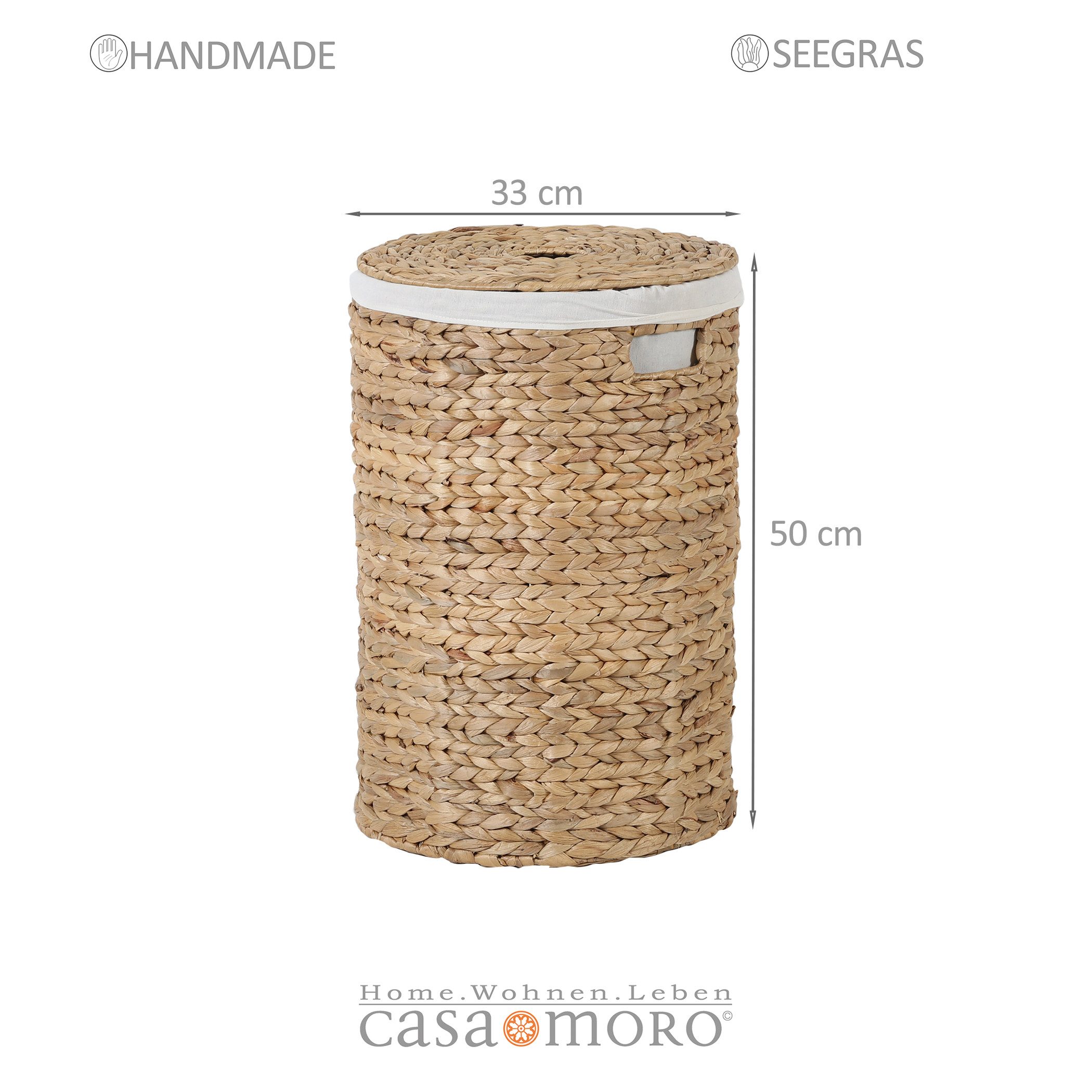 Casa Moro Wäschekorb geflochten Wäschesammler mit Deckel (Wäsche Korb Boho günstig online kaufen