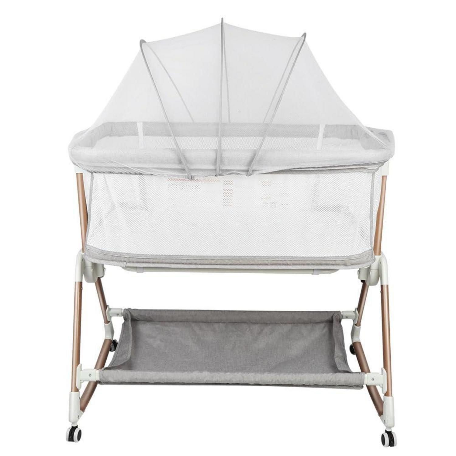 LuxusKollektion Beistellbett Beistellbett Baby faltbar 6-fach verstellbar grau