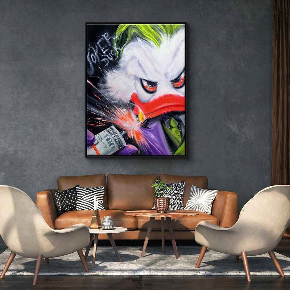 Joker - Premium schwarzer Leinwandbild, Motivationsbild Art designed by Rahmen Duck - Viqa DOTCOMCANVAS®