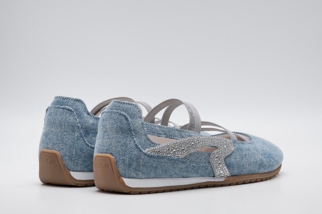 Replay Sneaker Ballerinas Slipper, Sommerschuh, Schlupfschuh mit seitlichen Strasssteinchen