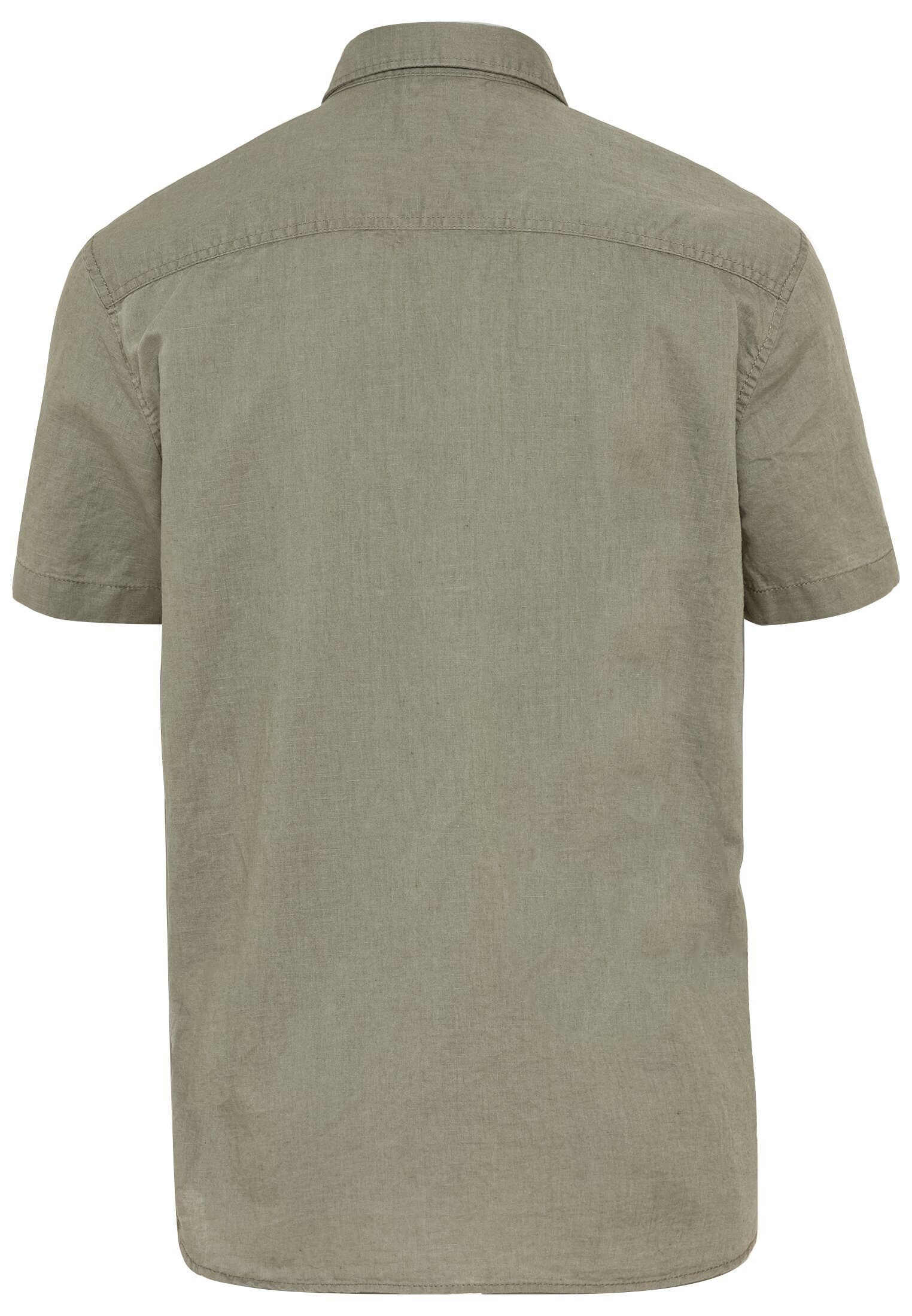 einem Button-Down Kurzarmhemd aus active Baumwoll-Leinenmix camel Khaki