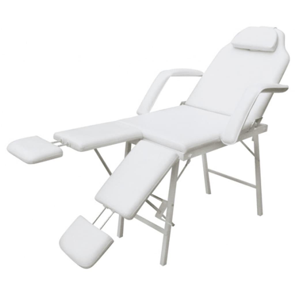 vidaXL Massagesessel Kosmetikstuhl 185×78×76 Kunstleder Weiß cm Tragbar