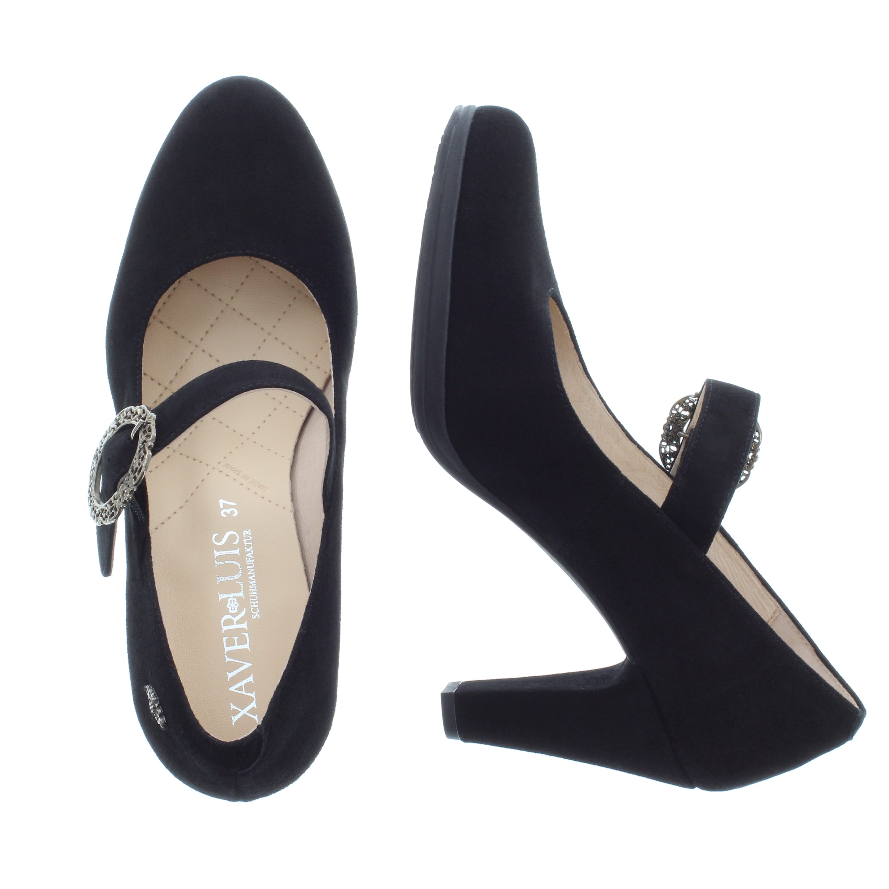 XAVER LUIS Schuhmanufaktur SARAH - Trachten Spangenpumps zum Dirndl - schwarz Pumps