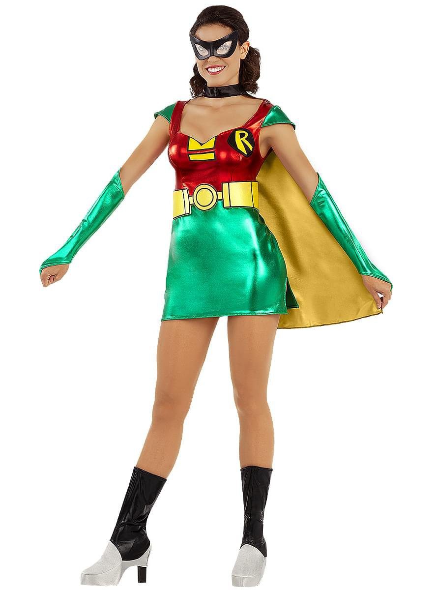 Funidelia Kostüm Teen Titans – Robin Kostüm für Frauen, Superheldenkostüm im Stil der Comicserie 'Teen Titans'