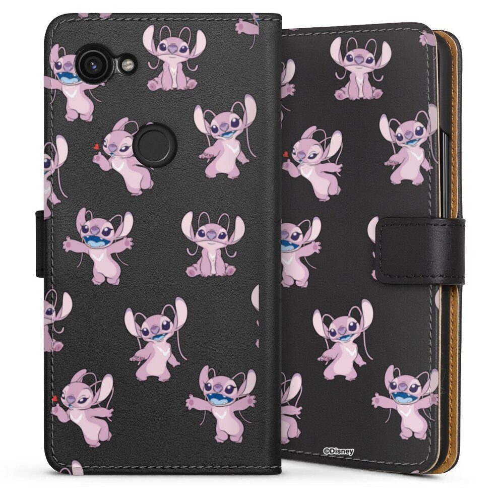 DeinDesign Handyhülle Lilo & Stitch Engel Disney Angel Faces Pattern Transparent, Google Pixel 3a Hülle Flip Case Klapphülle Handytasche Leder