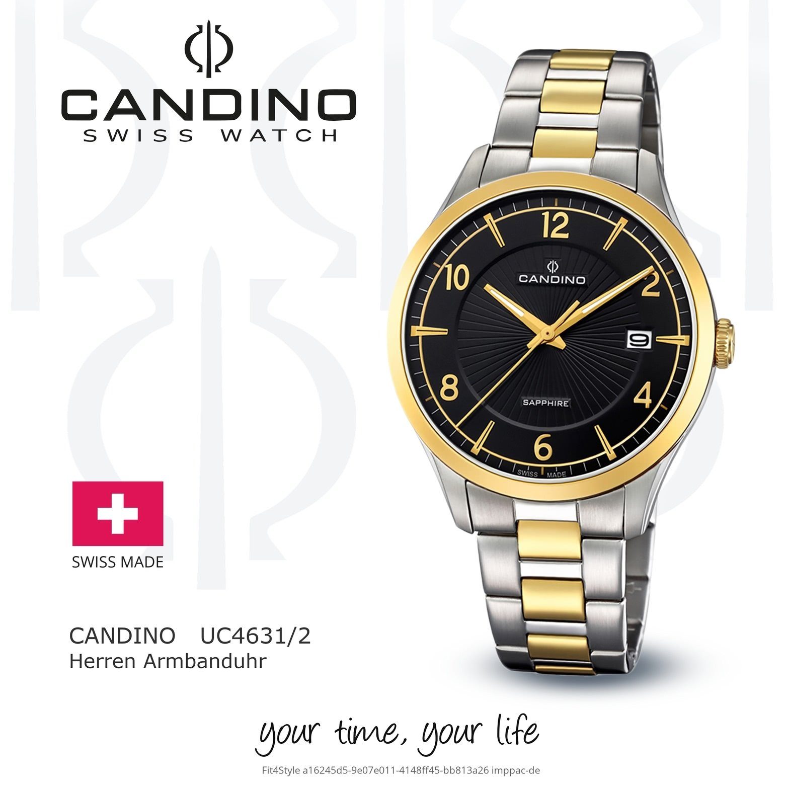 gold, Uhr Herren Candino Elegant rund, Analog Herren Armbanduhr C4631/2, Edelstahlarmband Candino Quarzuhr silber,