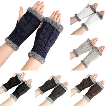 Coonoor Strickhandschuhe Klassisch mit Fleece Futter,Warme Halb Handschuhe