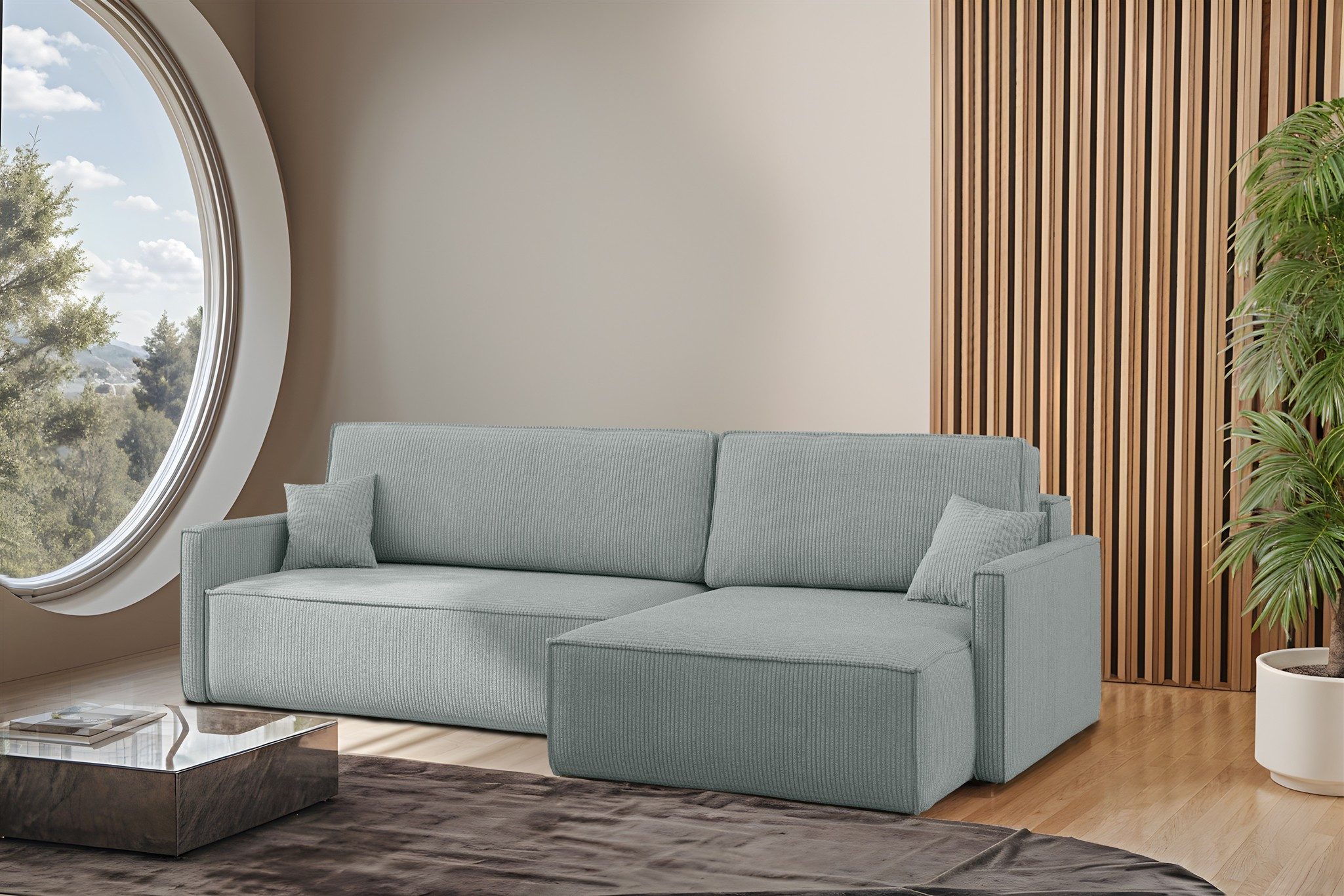 Fun Möbel Ecksofa Schlafsofa Sofa LOUIS in Stoff, inkl. 2 Zierkissen, Inkl. Bettkasten