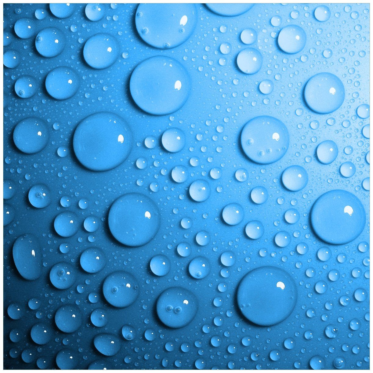 Wallario Glasbild, Wassertropfen auf Blau, in verschiedenen Ausführungen