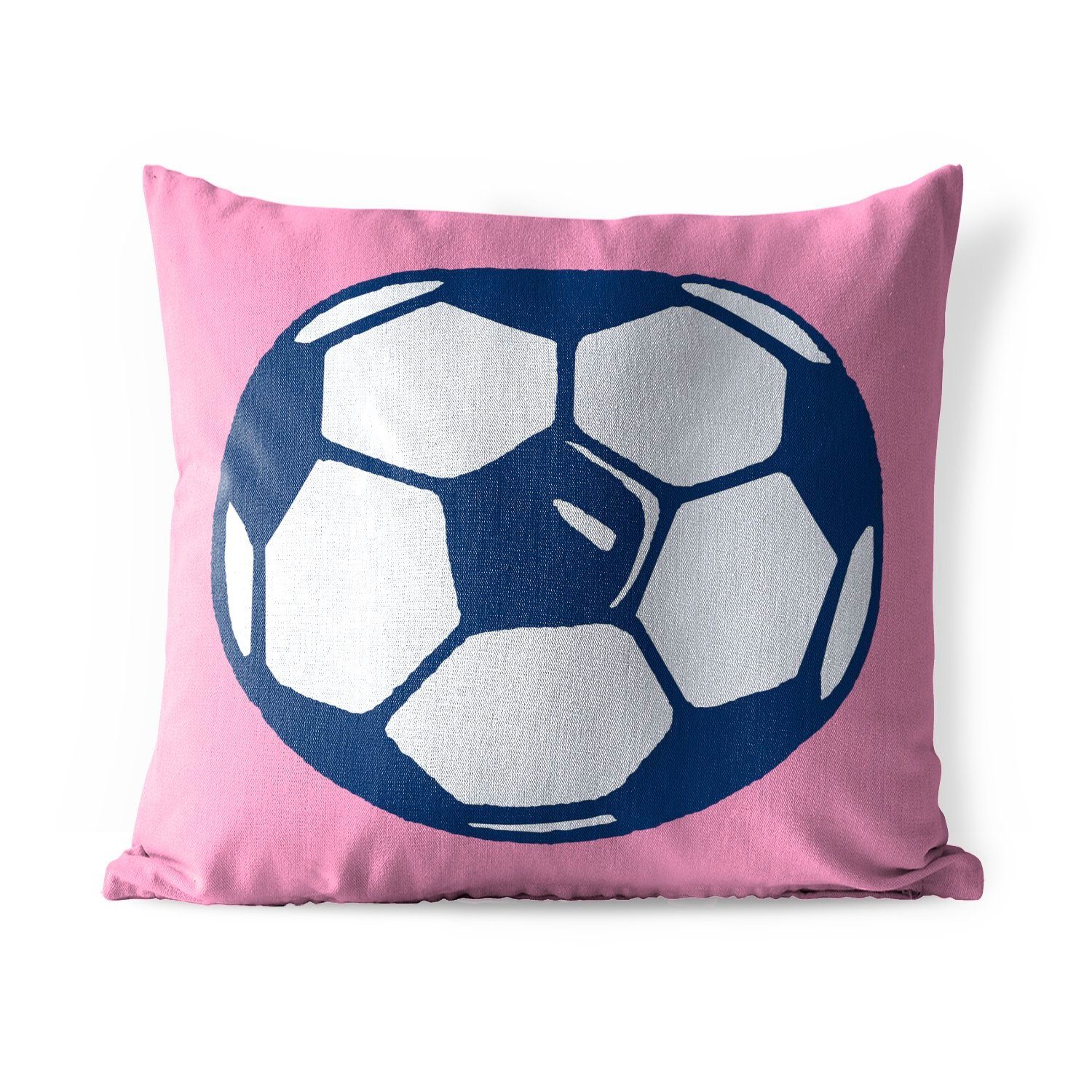 MuchoWow Dekokissen Eine Illustration von einem Fußball auf einem rosa Hintergrund -, Kissenbezüge, Kissenhülle, Dekokissen, Dekokissenbezug, Outdoor