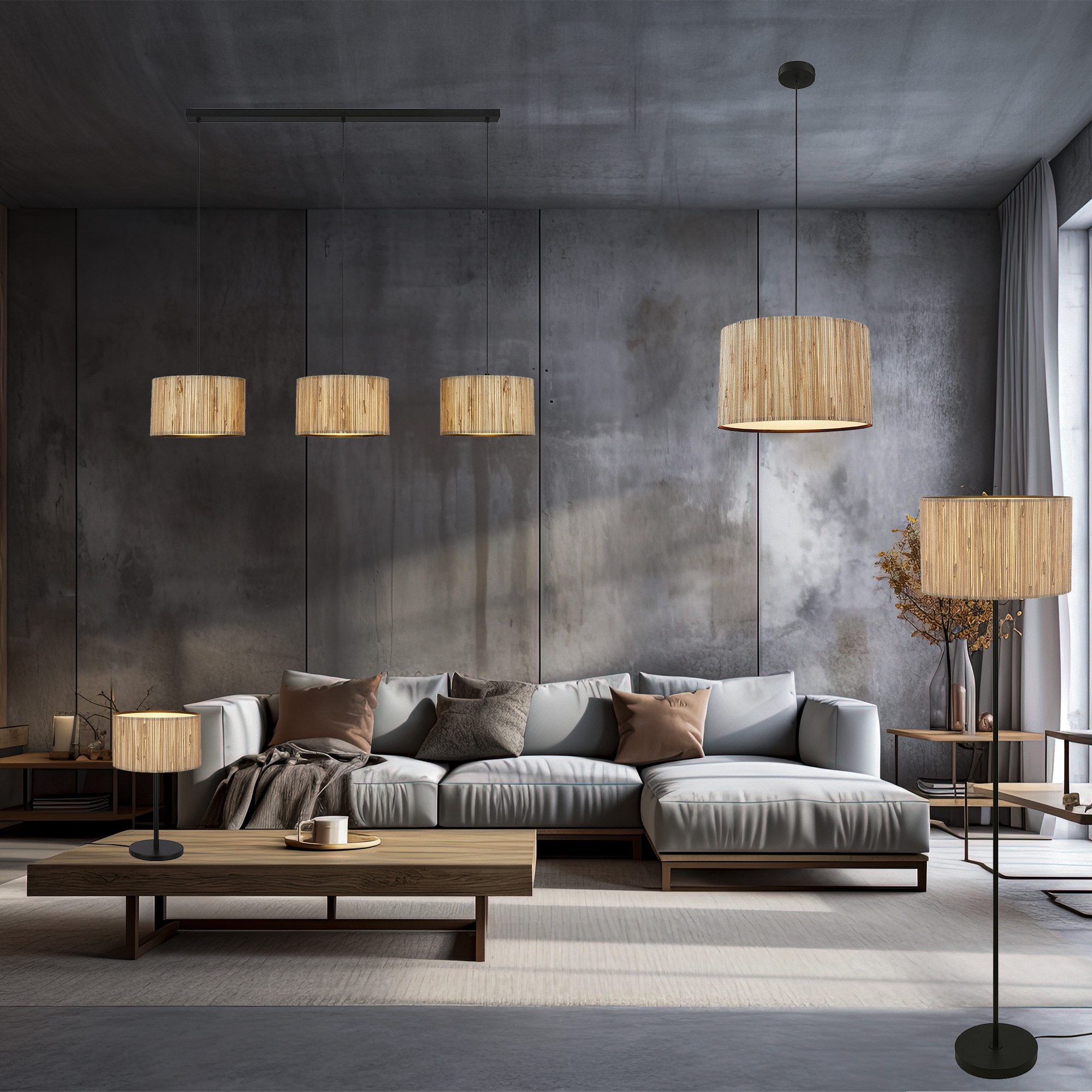 Briloner Leuchten Deckenleuchte LED Deckenlampe E27 Boho Natur Beige Wohnzimmer, ohne Leuchtmittel, Abhängig vom Leuchtmittel - Warmweiß/Neutralweiß/Kaltweiß, Deckenlampe 30x32cm Natur max. 10W Wohnzimmer Schlafzimmer Küche Flur