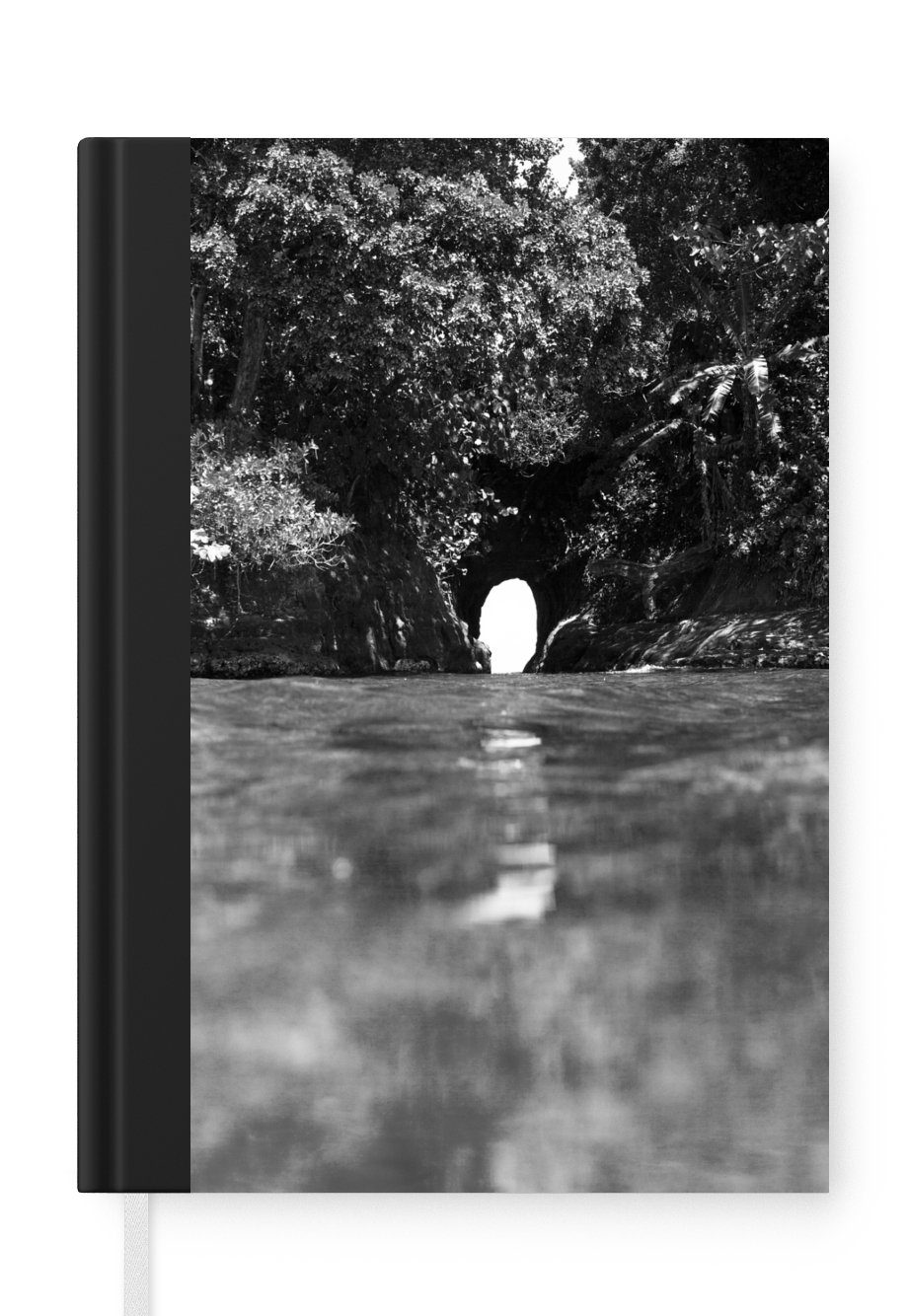MuchoWow Notizbuch Loch in der Wand in der Natur von Costa Rica in schwarz und weiß, Journal, Merkzettel, Tagebuch, Notizheft, A5, 98 Seiten, Haushaltsbuch