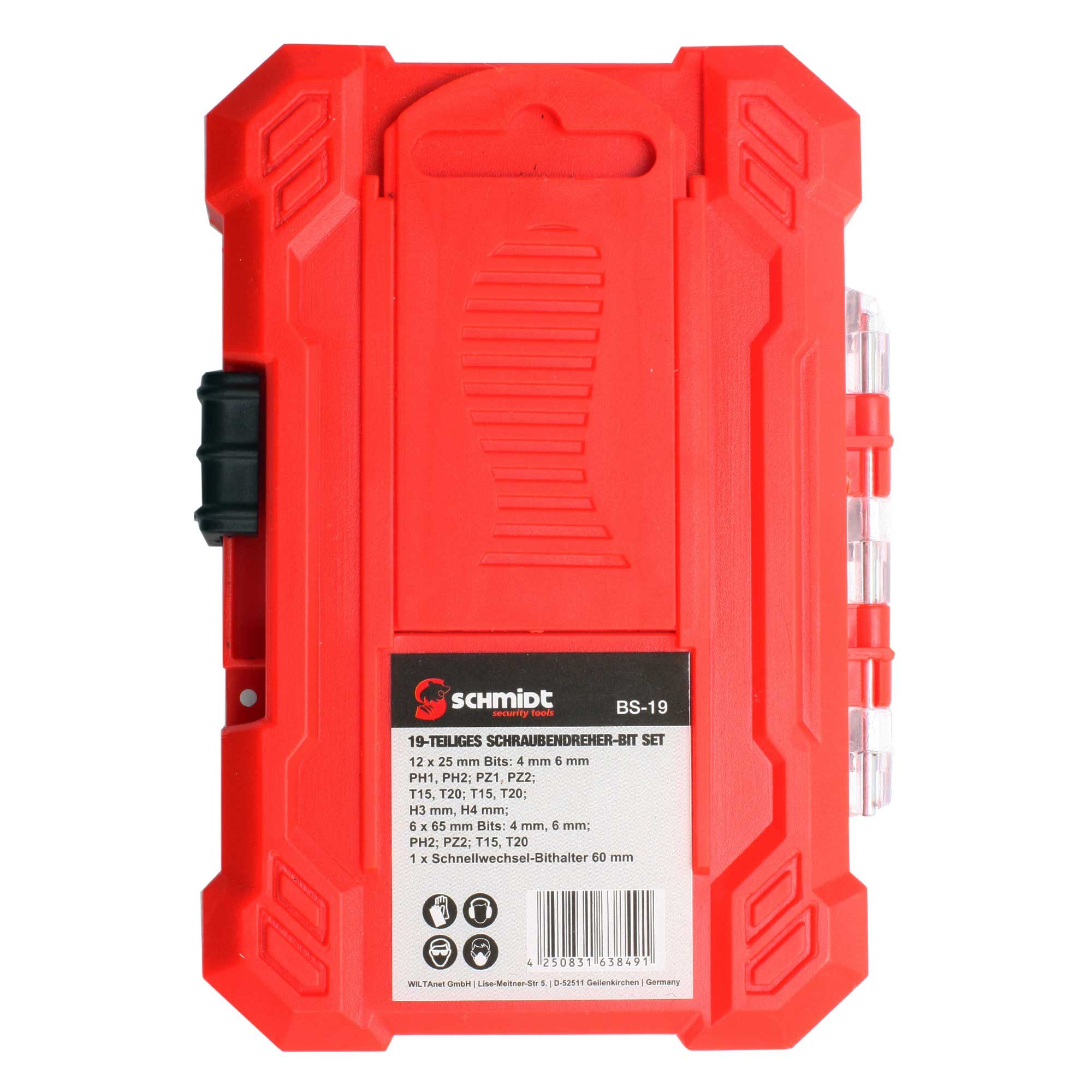SCHMIDT security tools Bit-Set Schraubendreher-Bit Set BS-19 Bitsatz Box 19-teilig
