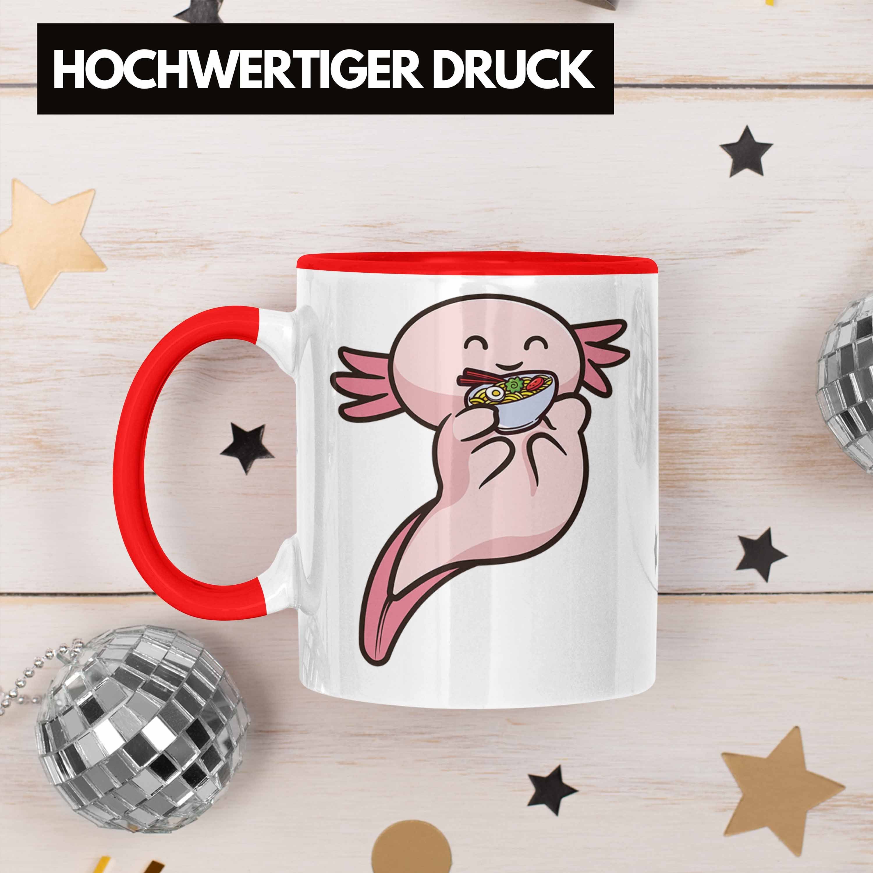 Trendation Rot Trendation Geschenkidee Schwanzlurch Tasse Lustig - Tiere Grafik Tasse Ramen Geschenk Axolotl