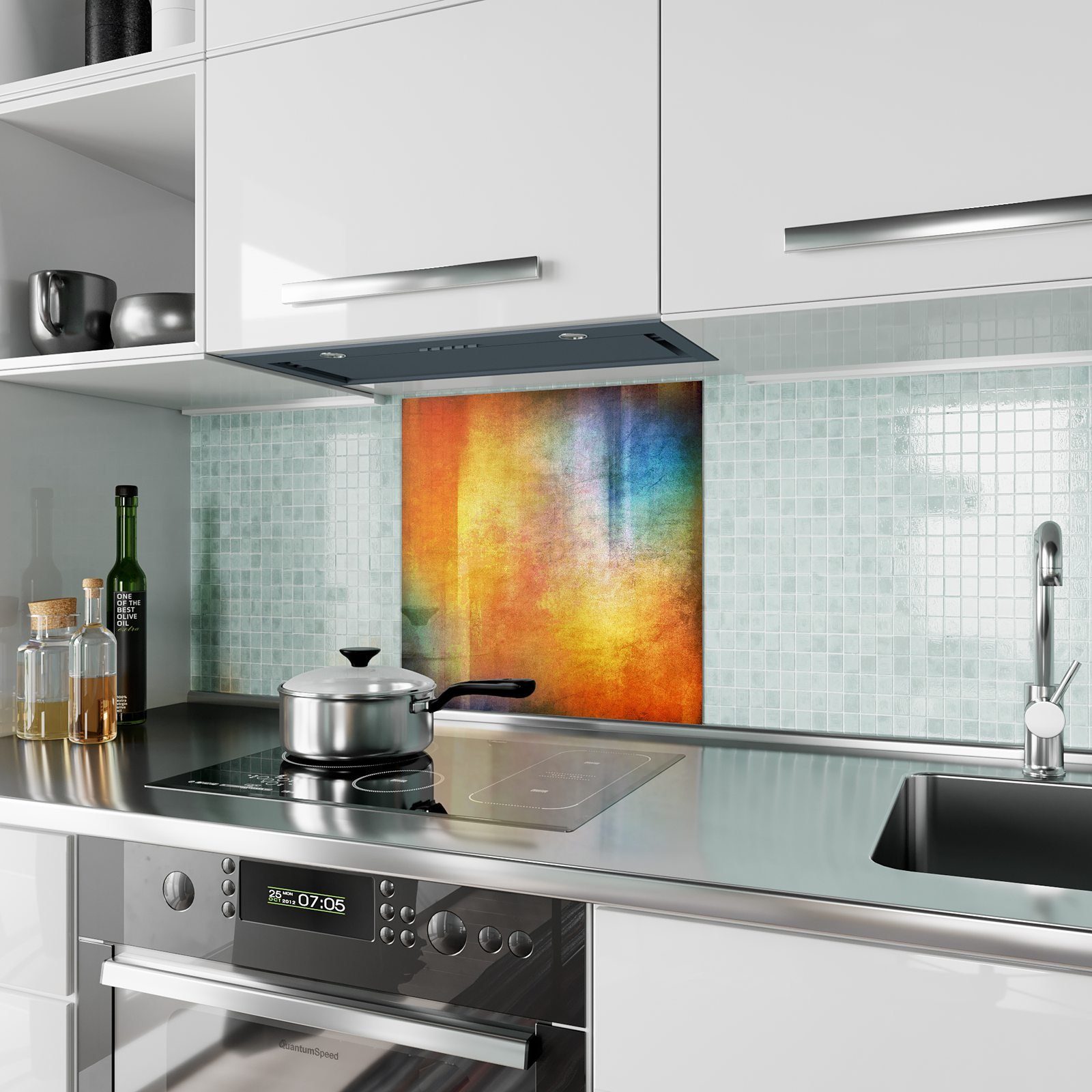 Abstrakte Primedeco Farben Küchenrückwand und Glas Muster Spritzschutz