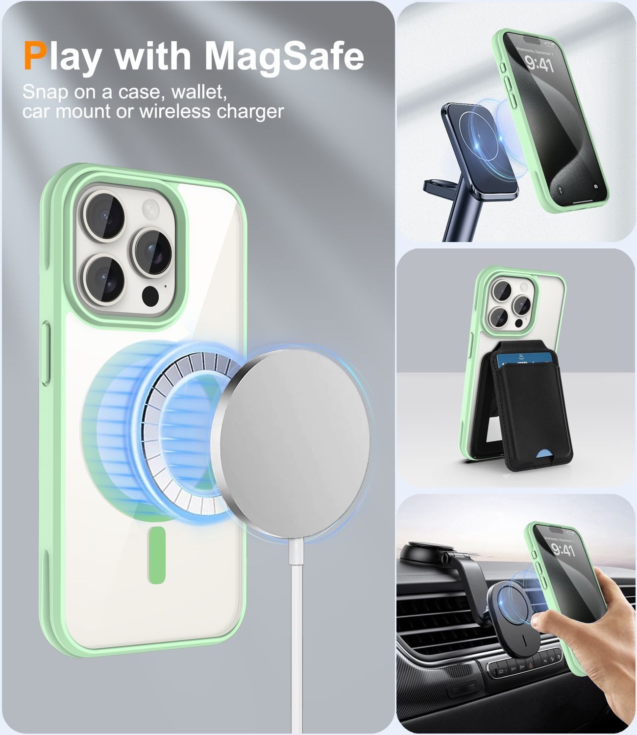 Cadorabo Handyhülle für Apple iPhone 15 PRO Hülle Apple iPhone 15 PRO, Hülle kompatibel mit Magsafe Transparente Schutzhülle Case Cover