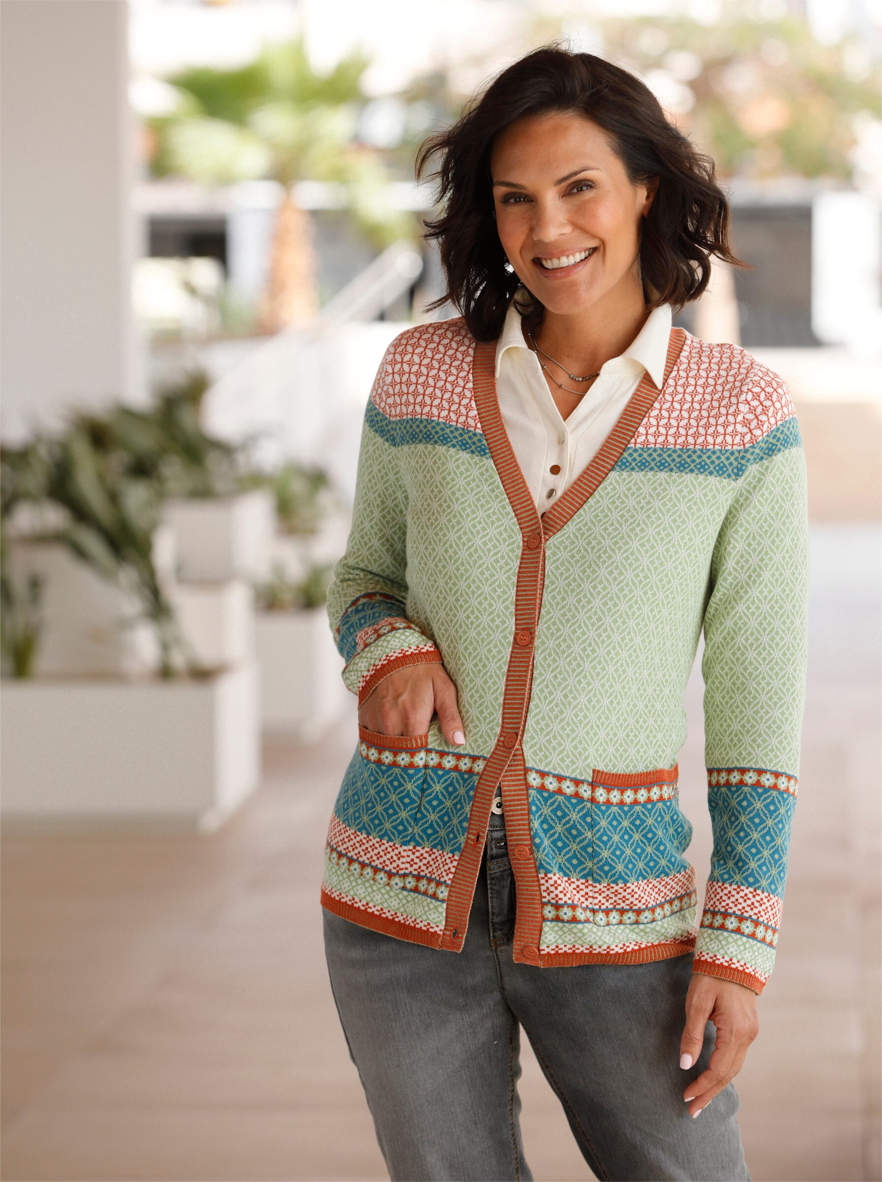 Witt Strickjacke Strickjacke Langarm Jacquard