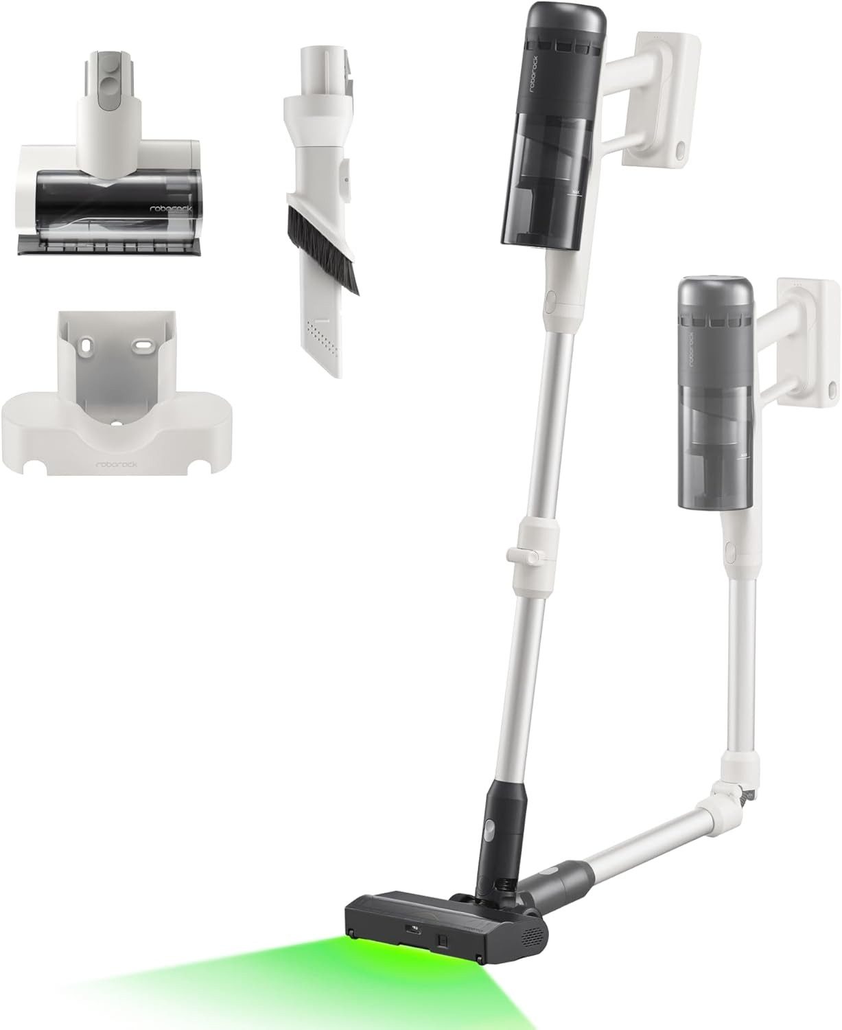Roborock Akku-Handstaubsauger H60 Pro Ручные пылесосы, Akku-Staubsauger 500 W Saugleistung, 80 Min Laufzeit, 90° flexibles Saugrohr, LED, Anti-Tangle-Bürste für Teppiche