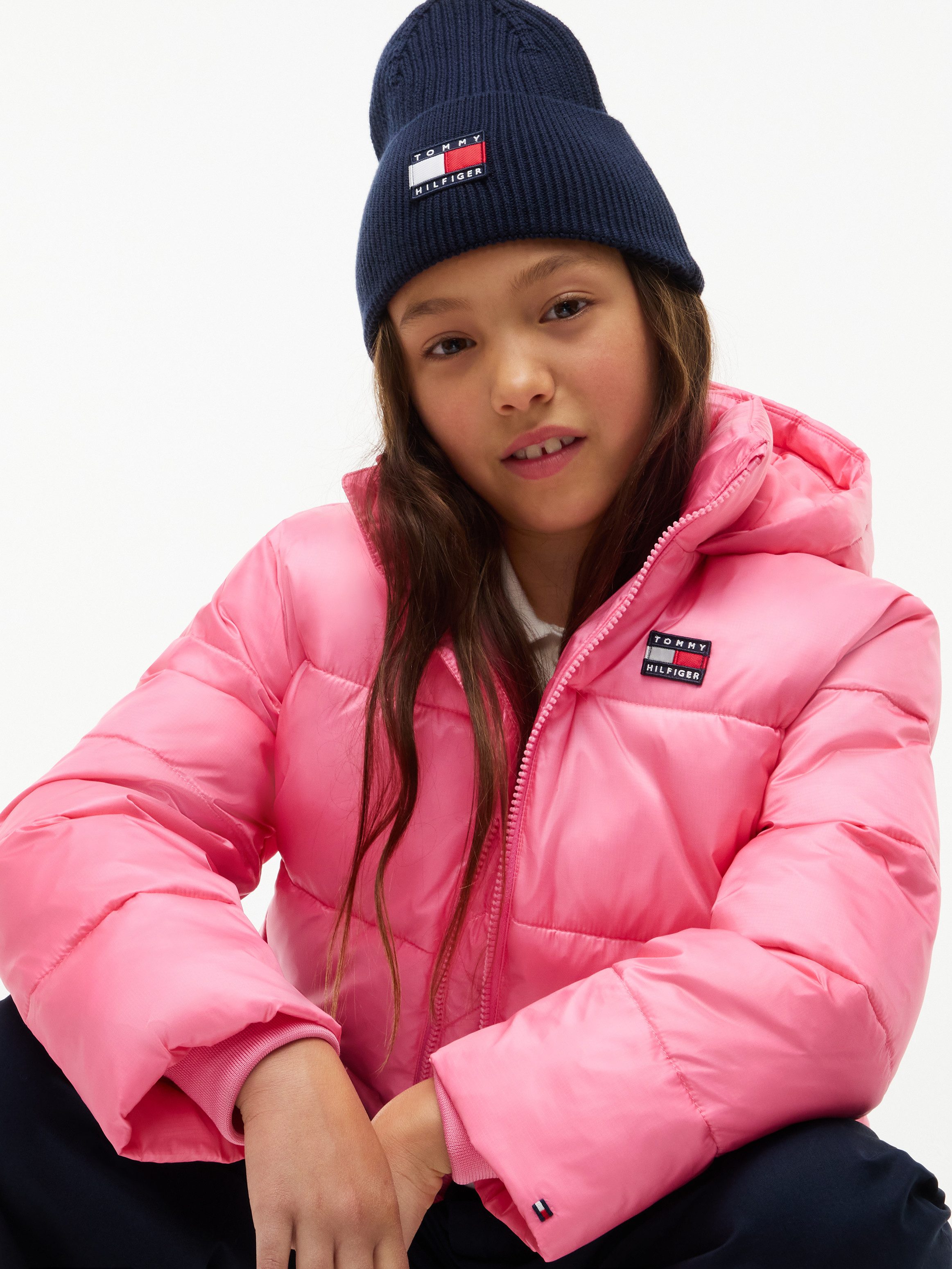 Tommy Hilfiger Steppjacke mit Kapuze, Regular Fit, leicht glänzendes Material