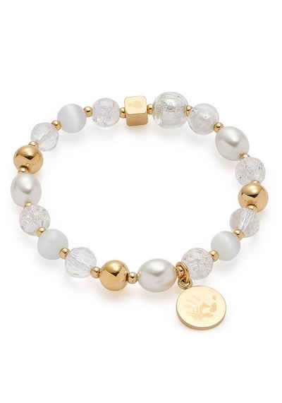 LEONARDO Edelstahlarmband »gold Hope, 018113«, mit Cat´s Eye, Glasperlen und imit. Perlen